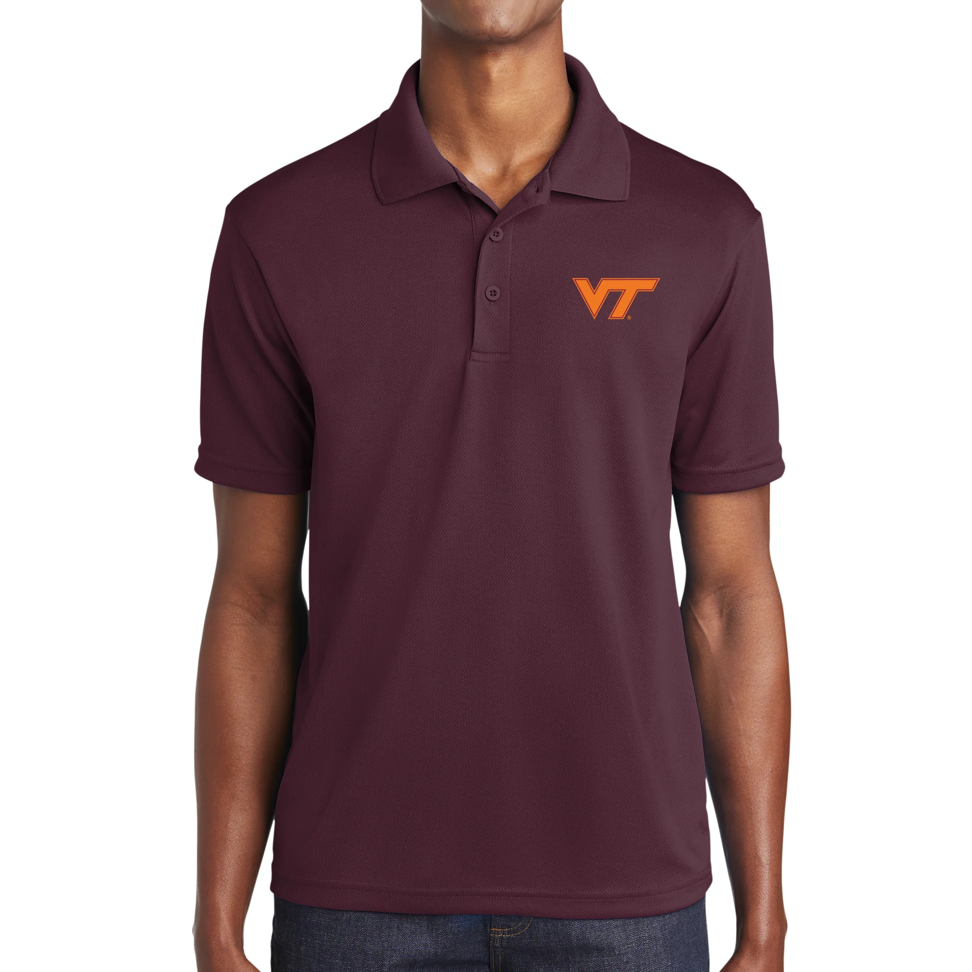 Virginia Tech Primary Logo LC Polo - Maroon - Image 3