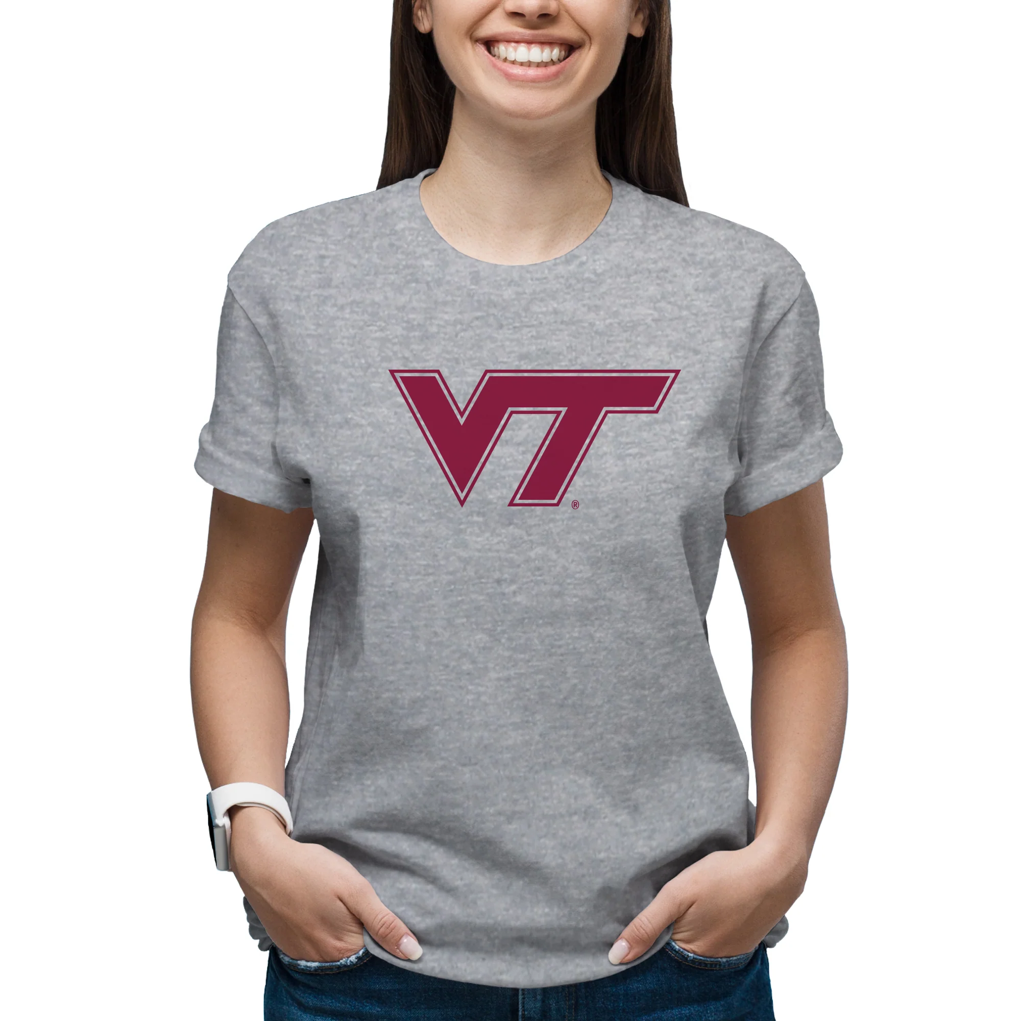 Virginia Tech Primary Logo T-Shirt - Sport Grey - Image 4