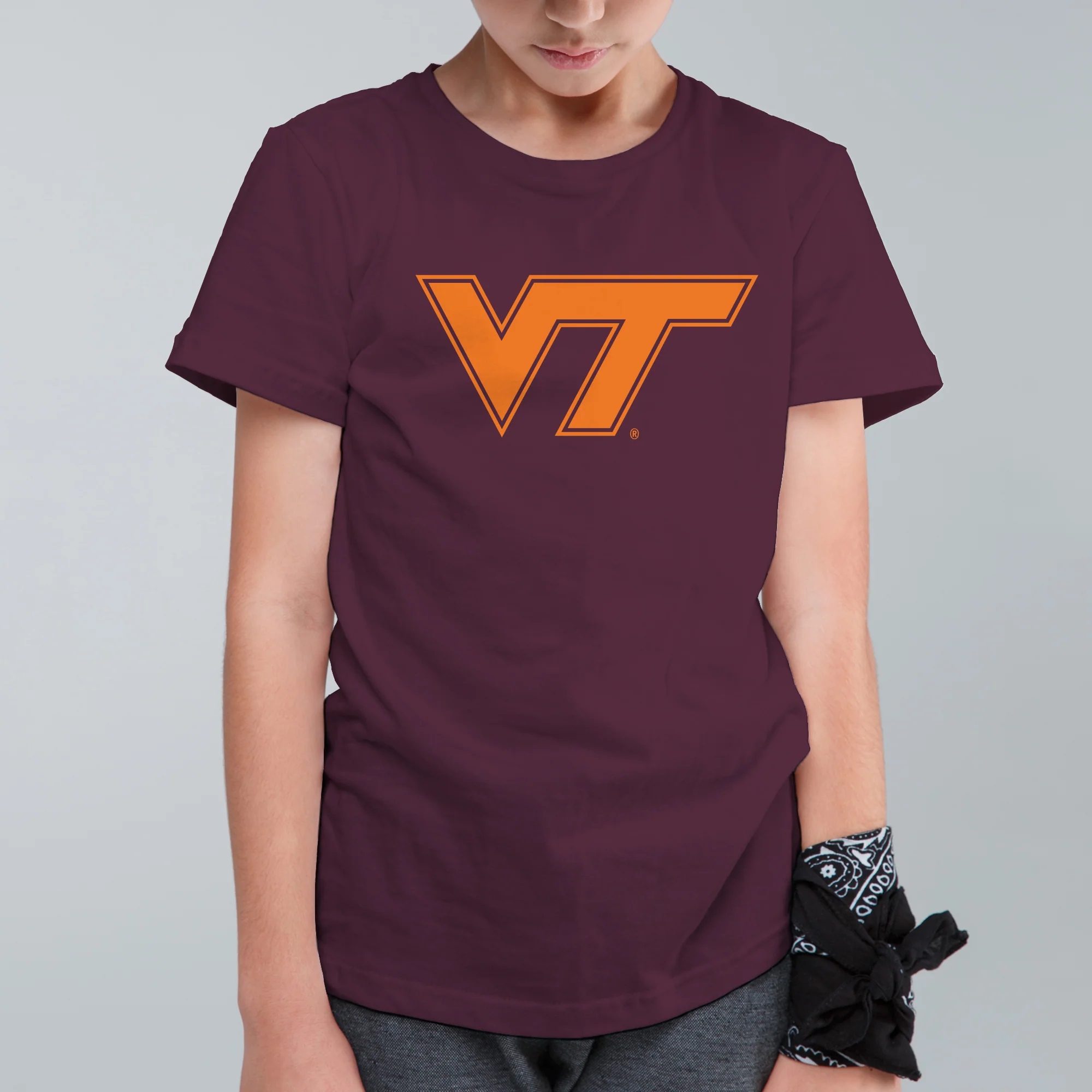 Virginia Tech Primary Logo Youth T-Shirt - Maroon - Image 3