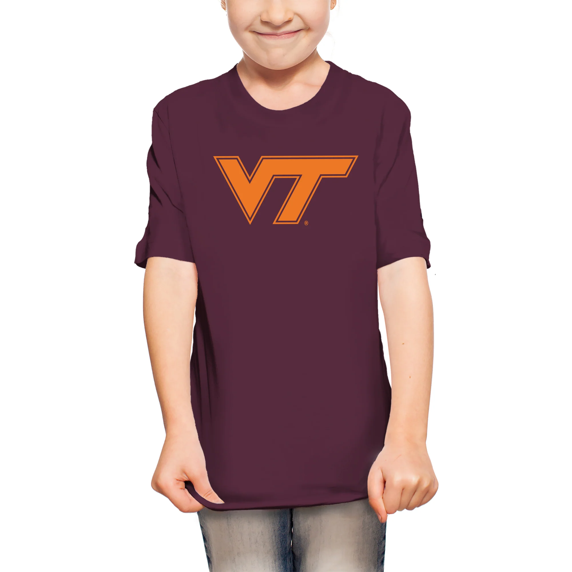 Virginia Tech Primary Logo Youth T-Shirt - Maroon - Image 4