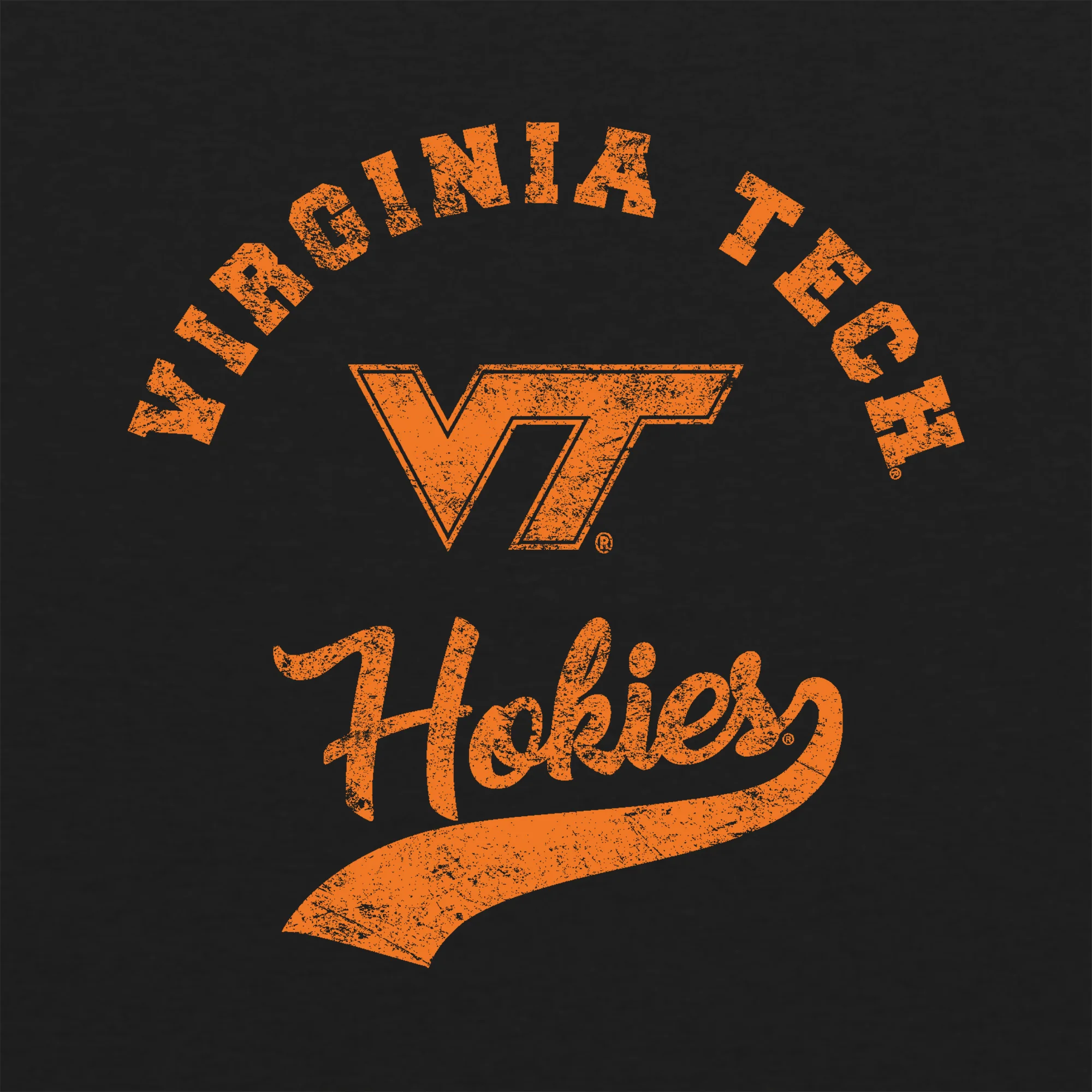 Virginia Tech Retro Script NLA Triblend T-Shirt - Vintage Black - Image 2