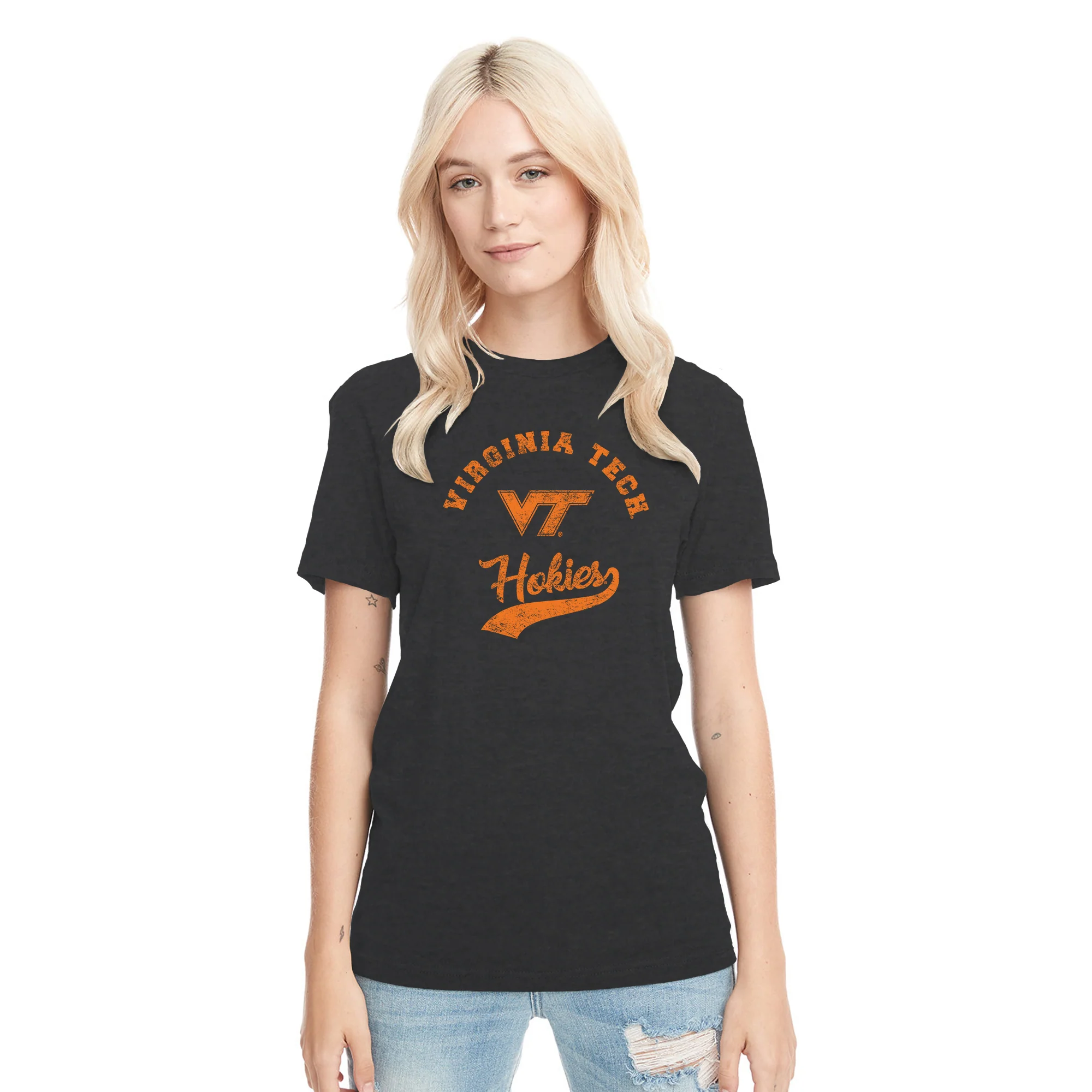 Virginia Tech Retro Script NLA Triblend T-Shirt - Vintage Black - Image 4