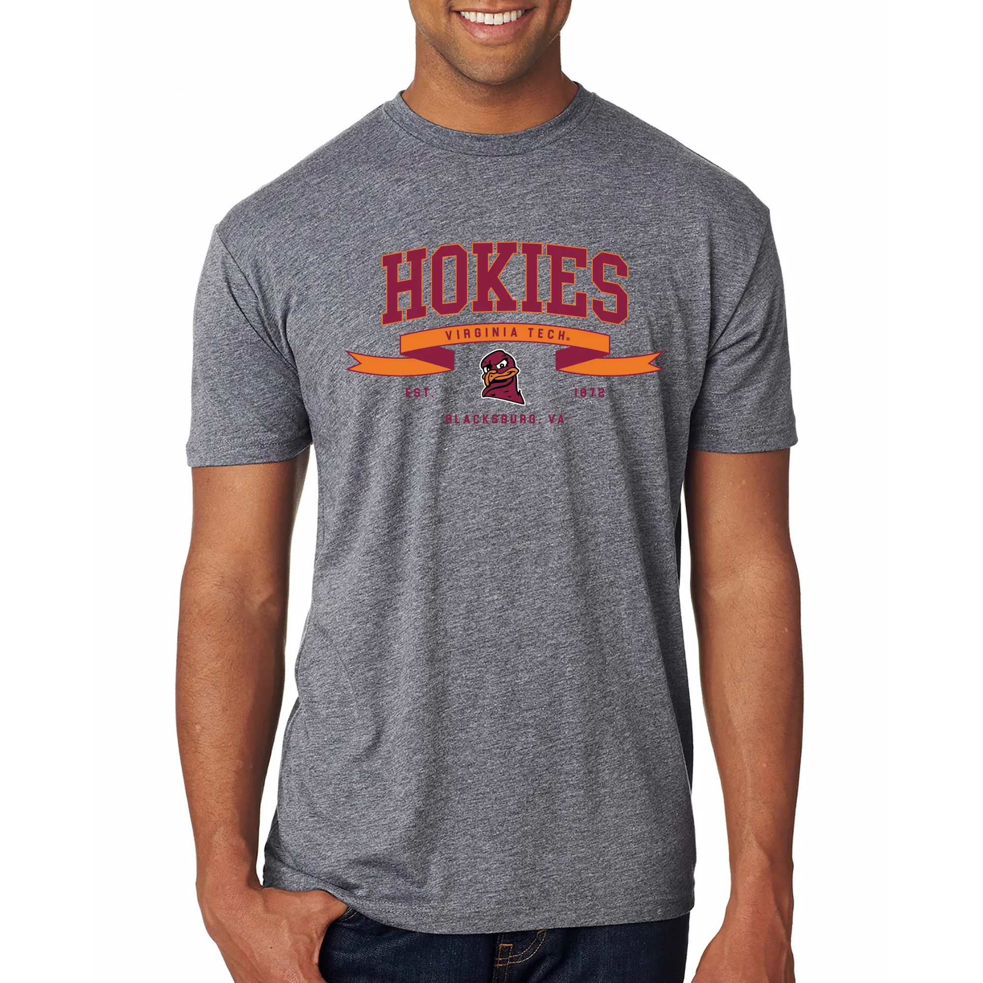 Virginia Tech Ribbon Flight NLA Triblend T-Shirt - Premium Heather - Image 3
