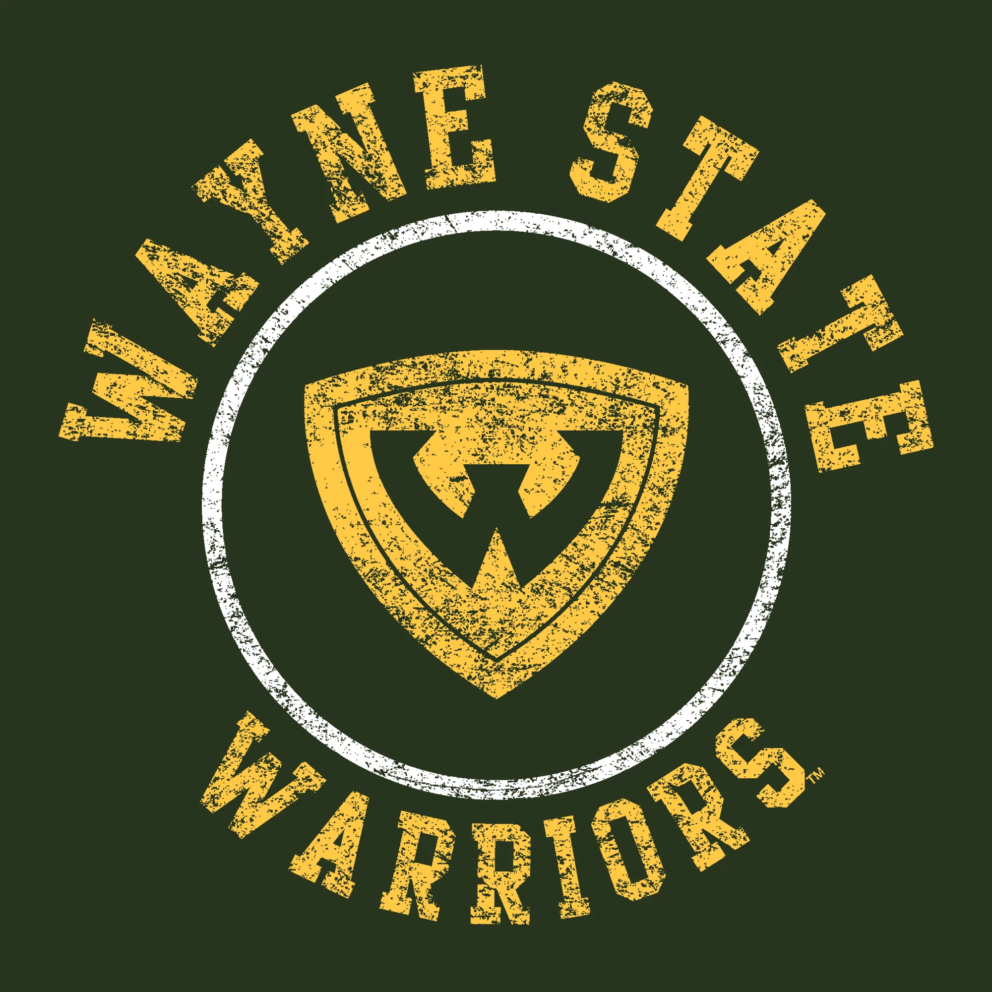 Wayne State University Warriors Distressed Circle Logo Youth Short Sleeve T Shirt - Forest - Image 2