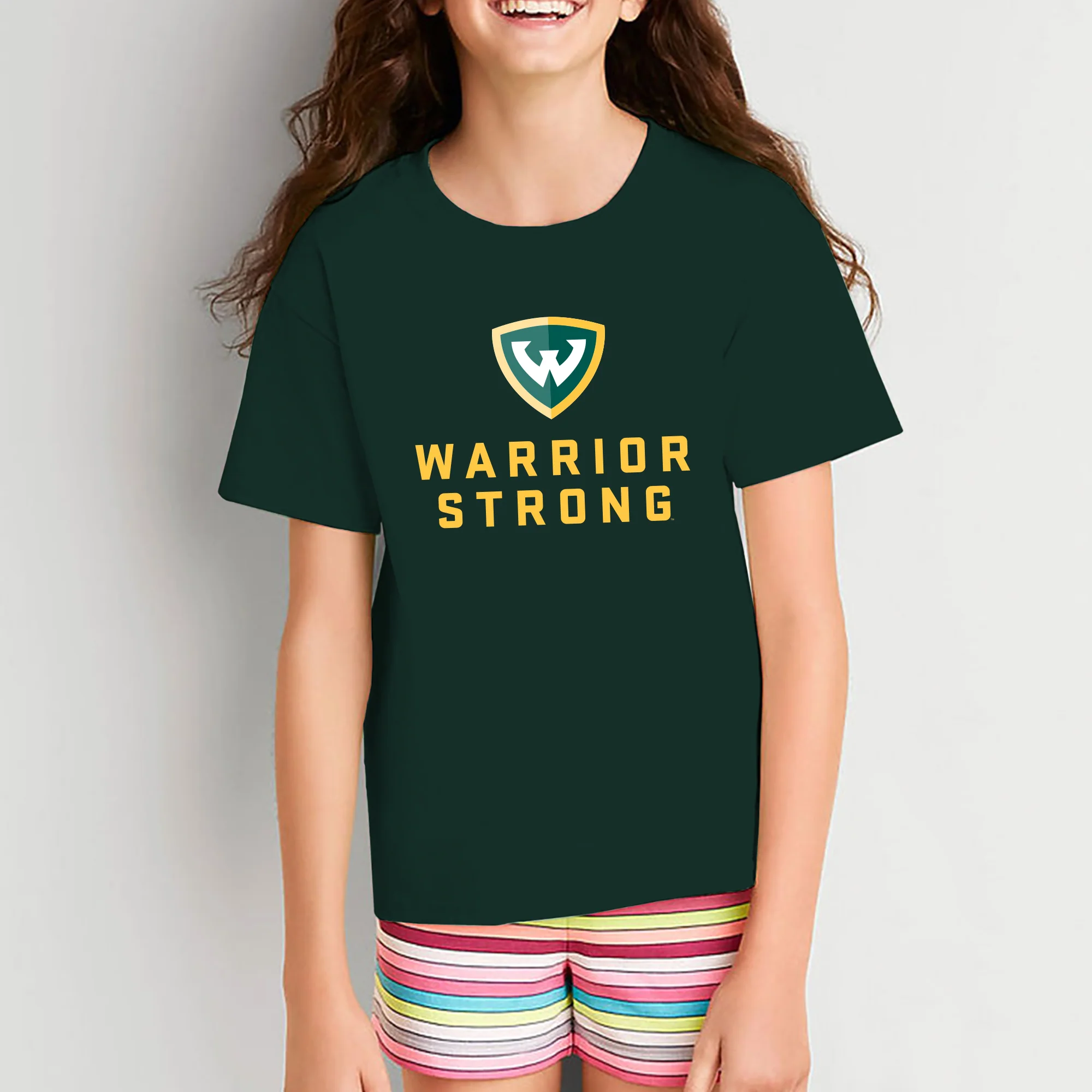 Wayne State University Warrior Strong Youth Short Sleeve T Shirt - Forest - Image 4
