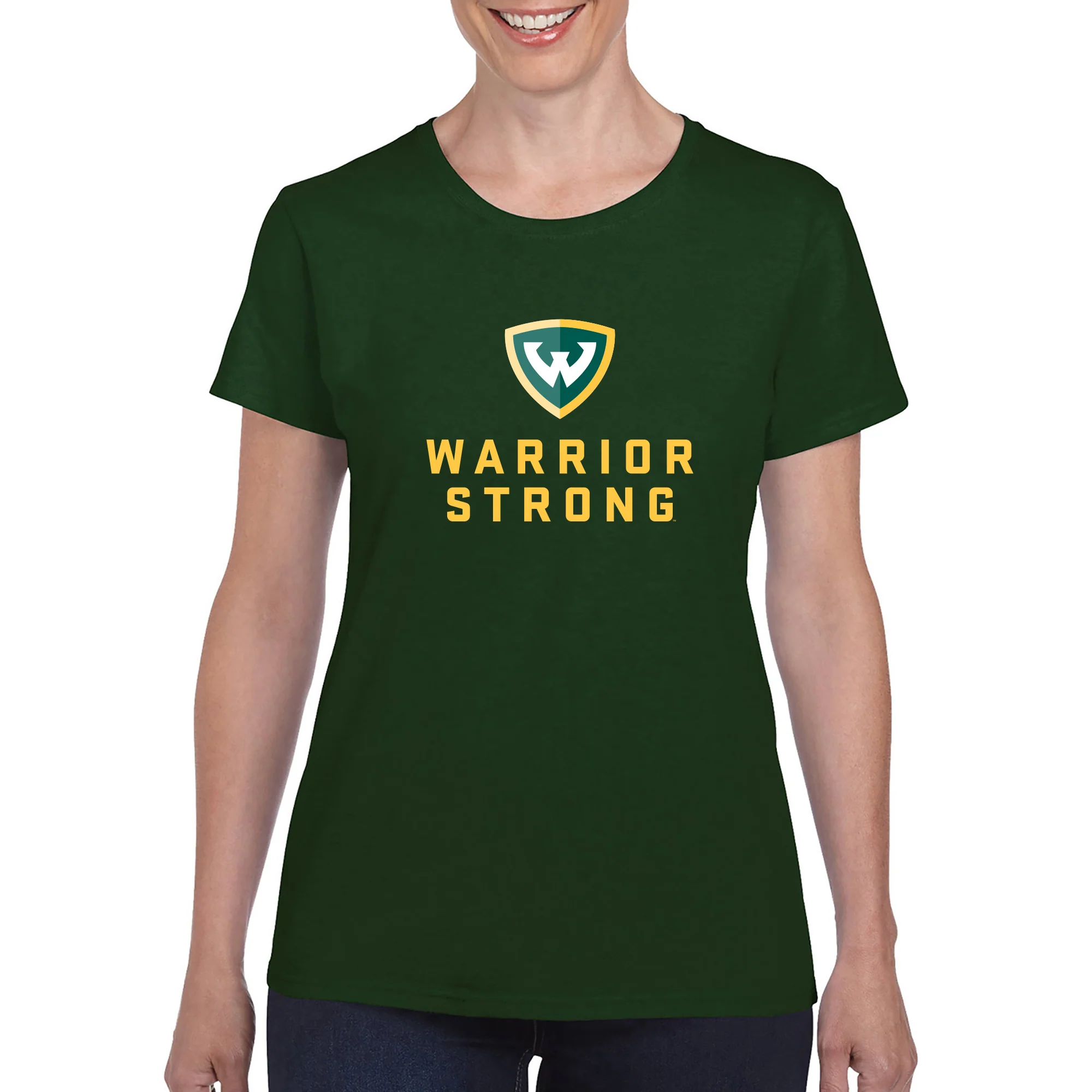 Wayne State University Warrior Strong Womens Short Sleeve T Shirt - Forest - Image 3