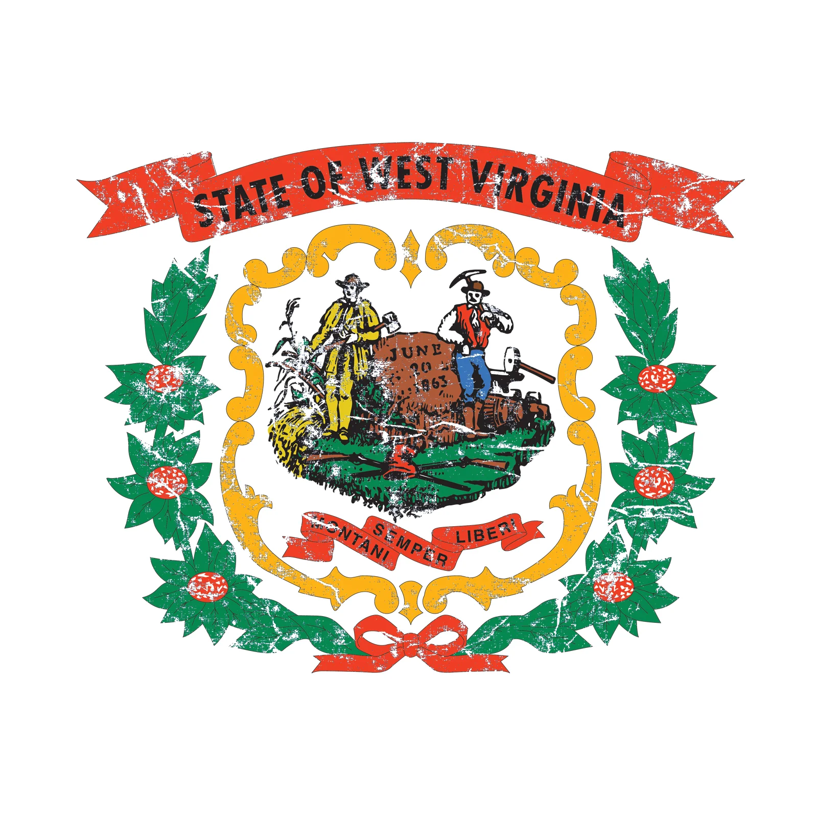 West Virginia State Flag NLA T-Shirt - White - Image 2
