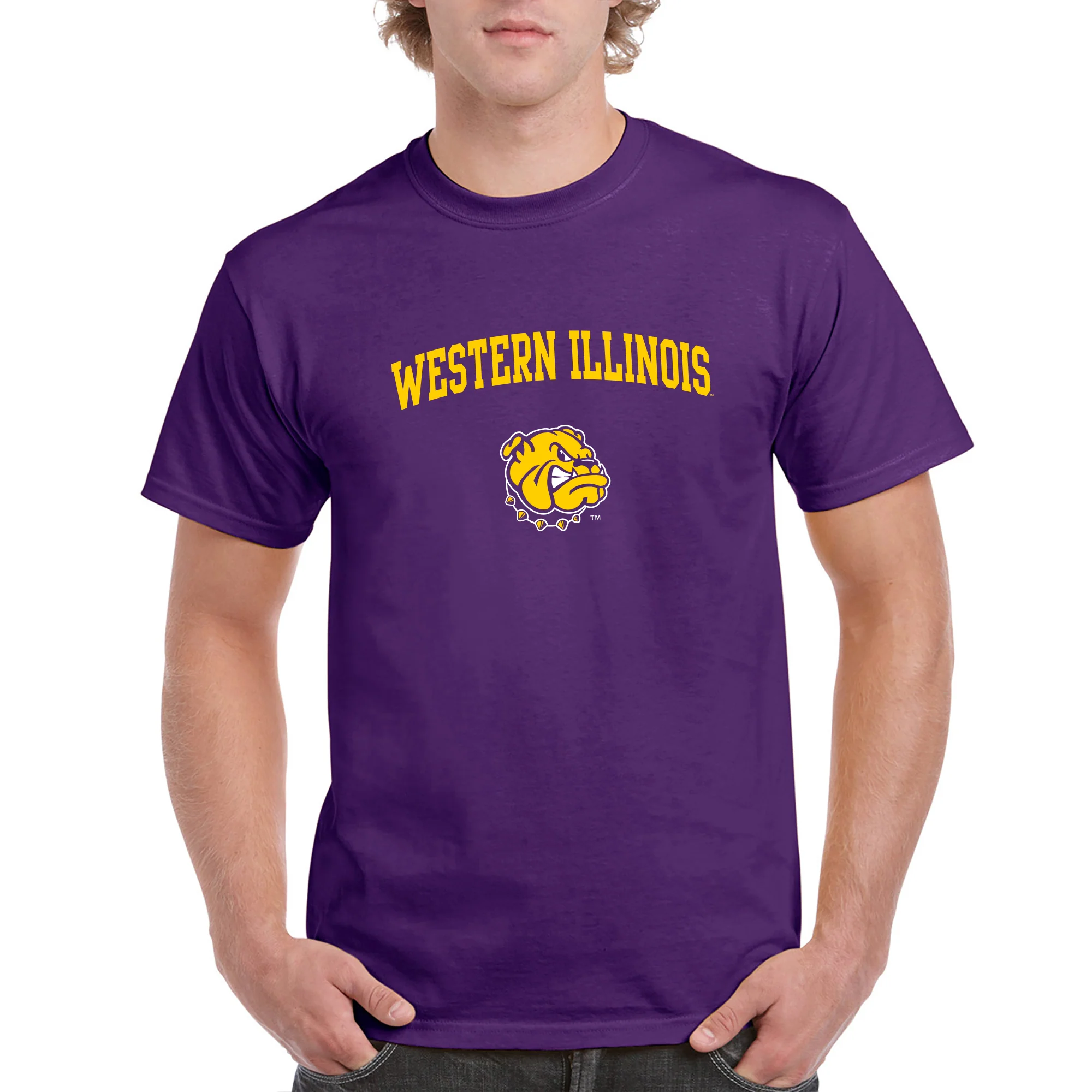 Western Illinois University Leathernecks Arch Logo Short Sleeve T Shirt - Purple - Image 3