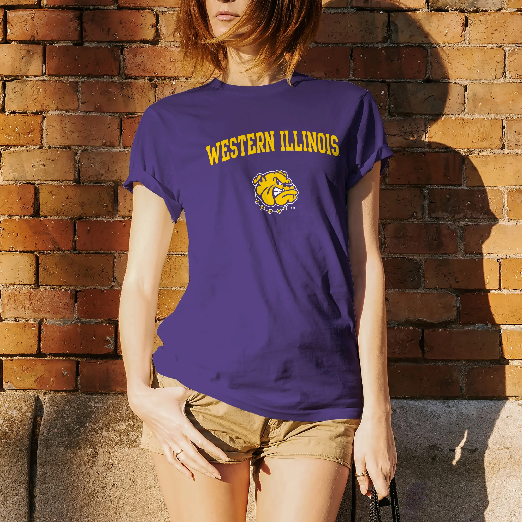 Western Illinois University Leathernecks Arch Logo Short Sleeve T Shirt - Purple - Image 4