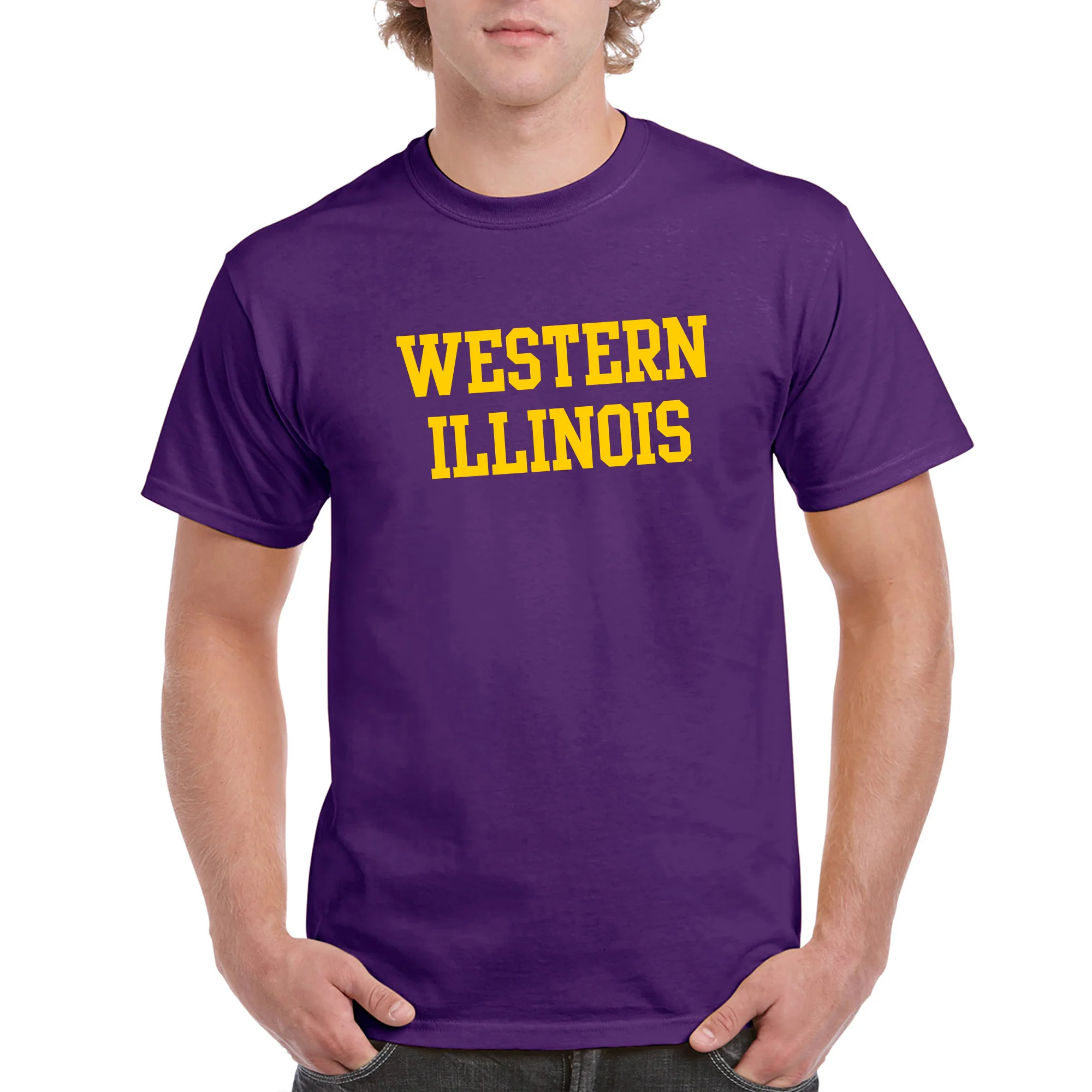 Western Illinois University Leathernecks Basic Block Short Sleeve T Shirt - Purple - Image 3