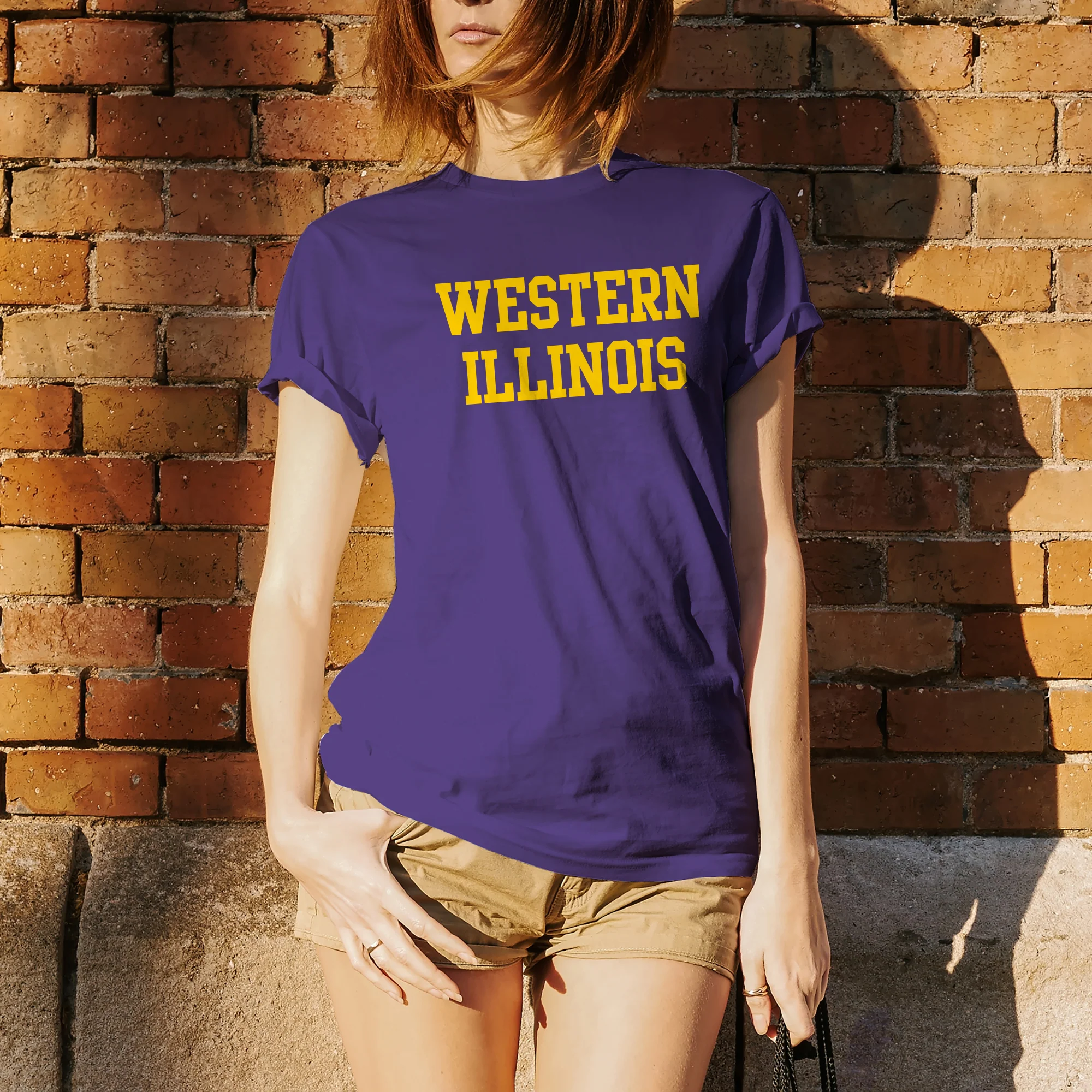 Western Illinois University Leathernecks Basic Block Short Sleeve T Shirt - Purple - Image 4