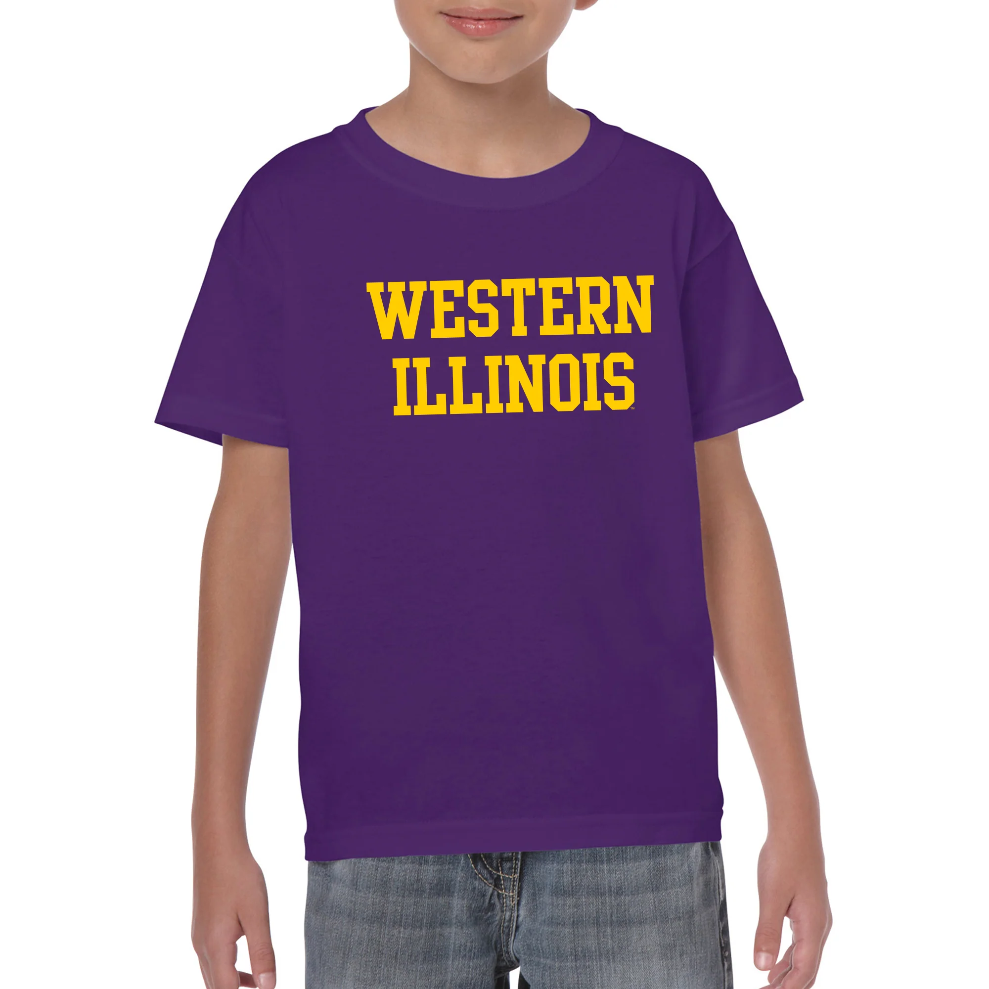 Western Illinois University Leathernecks Basic Block Youth Short Sleeve T Shirt - Purple - Image 3