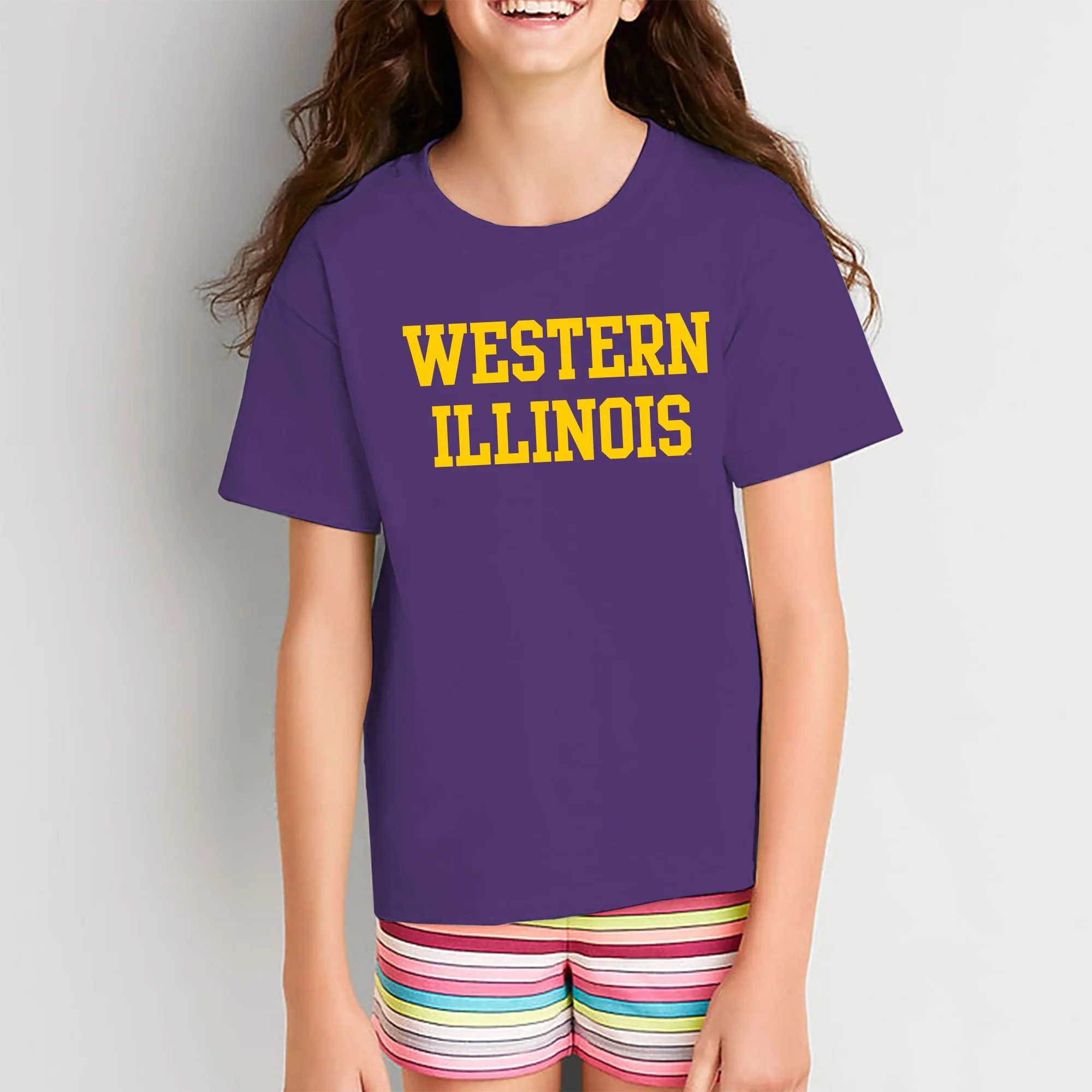 Western Illinois University Leathernecks Basic Block Youth Short Sleeve T Shirt - Purple - Image 4