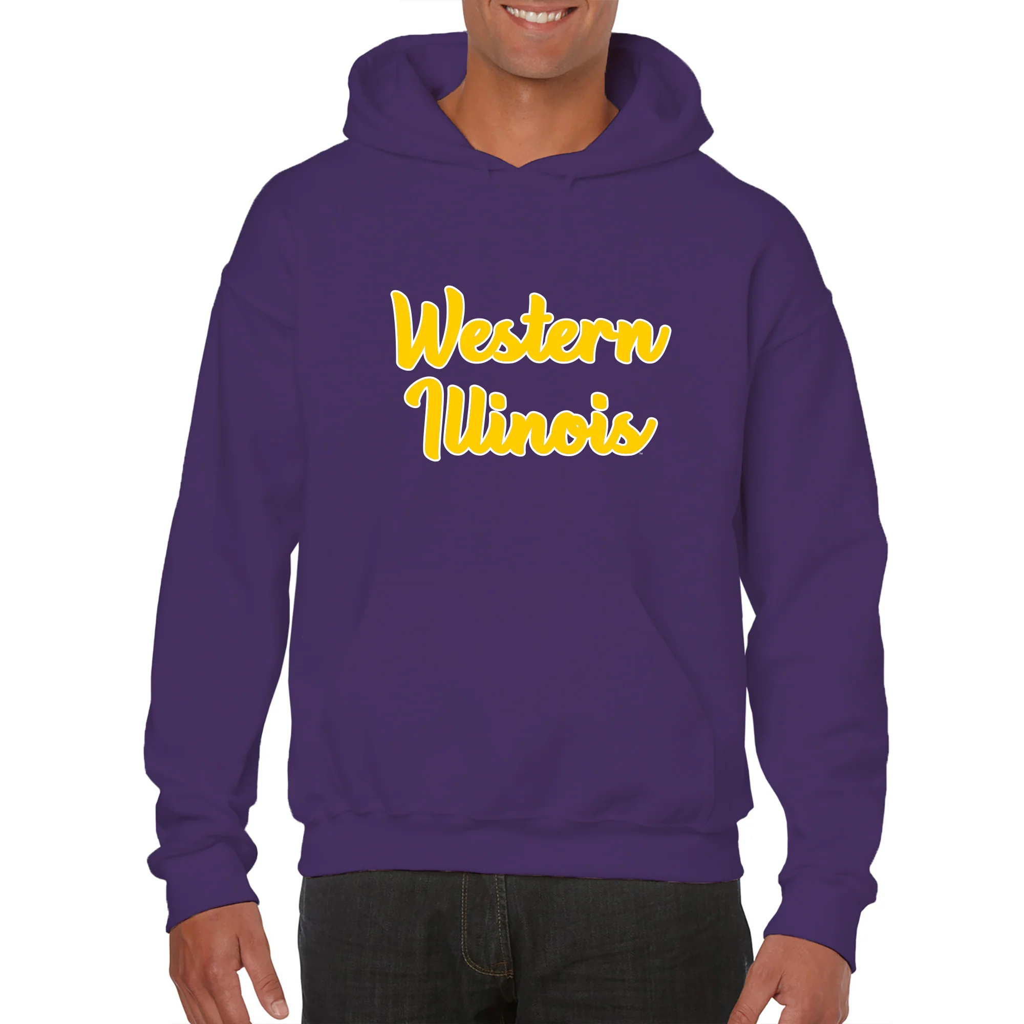 Western Illinois University Leathernecks Basic Script Hoodie - Purple - Image 3
