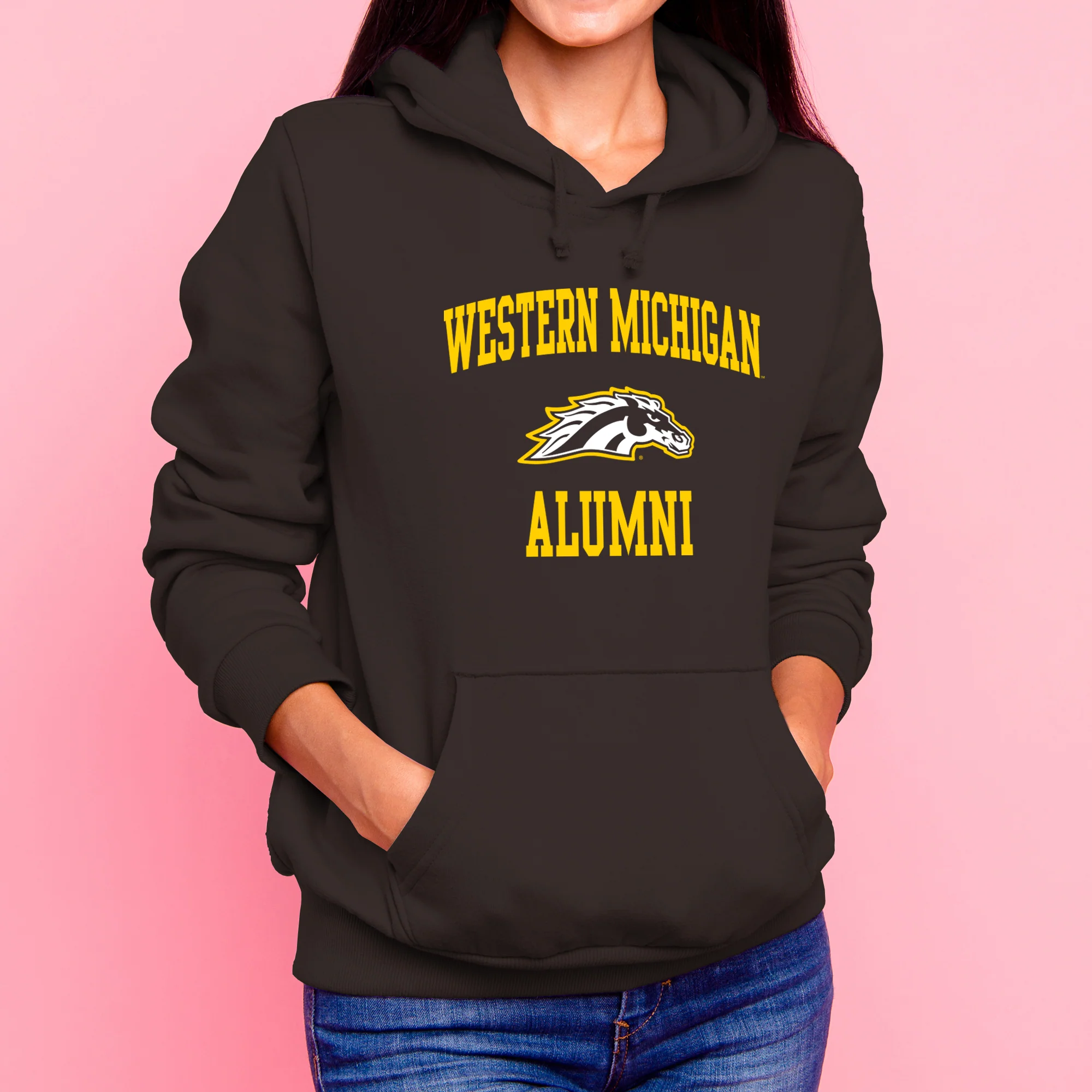 Western Michigan Arch Logo Alumni Hoodie - Dark Chocolate - Image 4