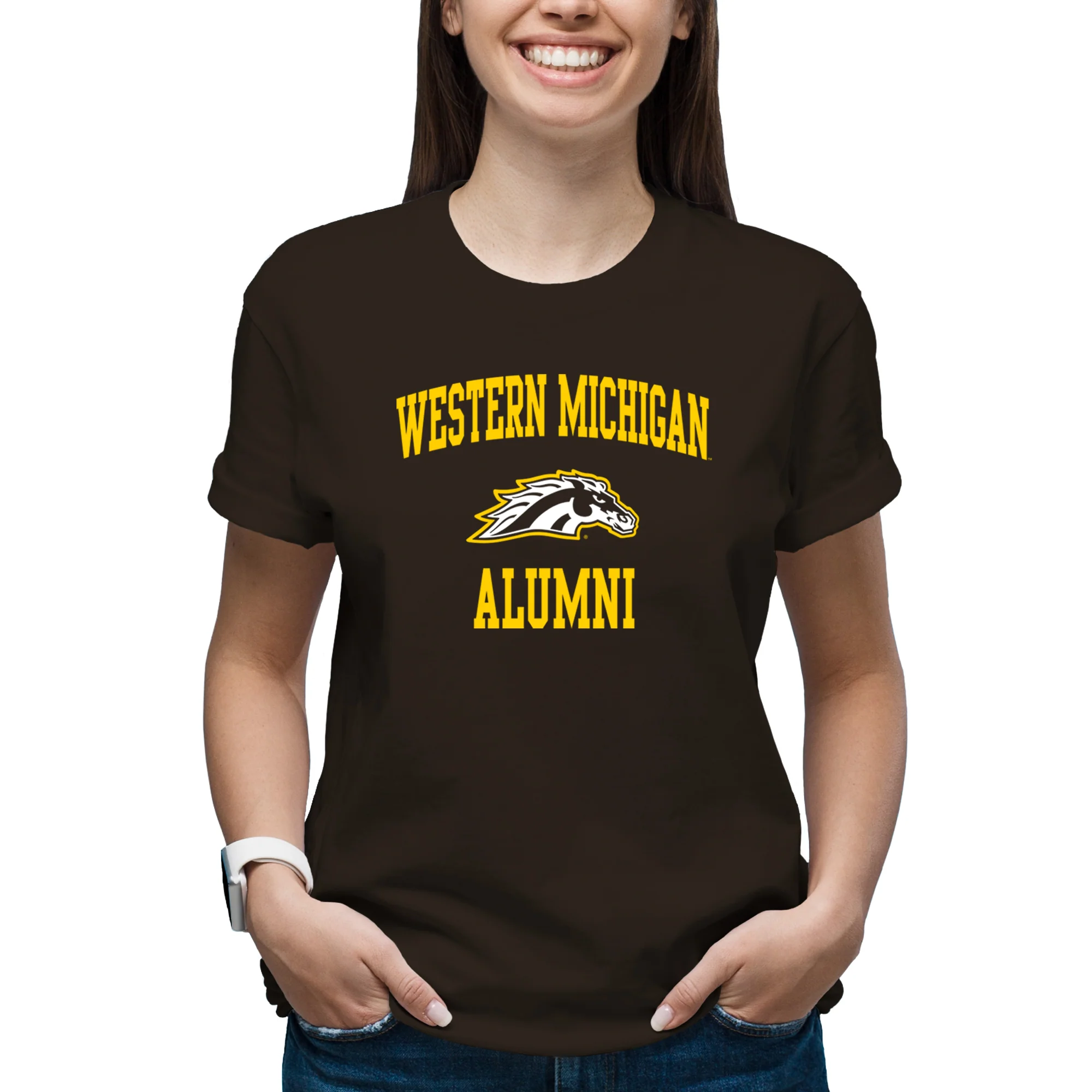Western Michigan Arch Logo Alumni T-Shirt - Dark Chocolate - Image 4