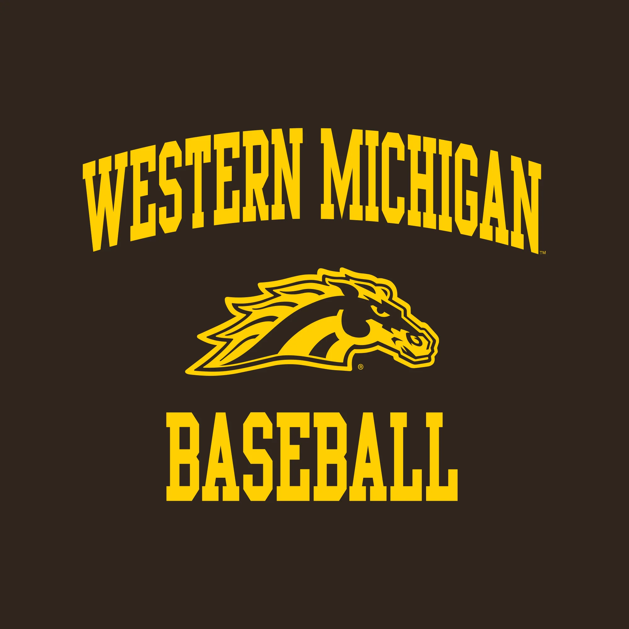 Western Michigan Arch Logo Baseball T-Shirt - Dark Chocolate - Image 2