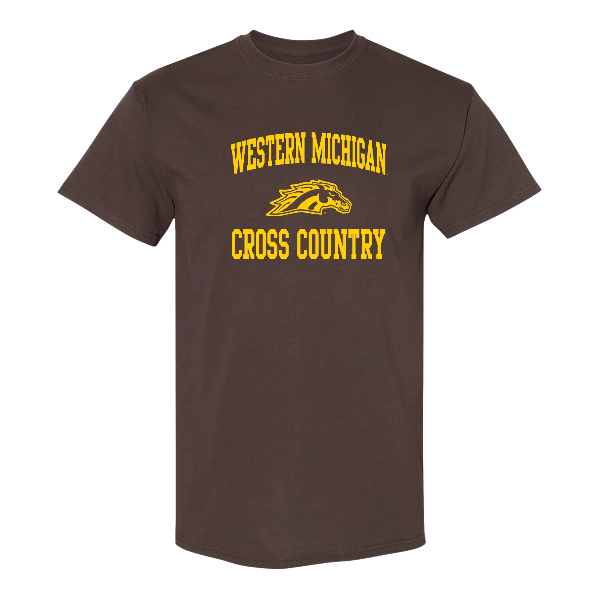Western Michigan Arch Logo Cross Country T-Shirt - Dark Chocolate