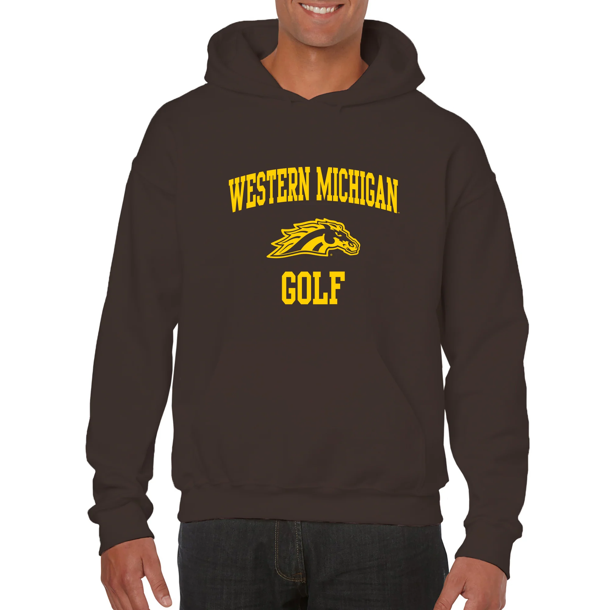 Western Michigan Arch Logo Golf Hoodie - Dark Chocolate - Image 3