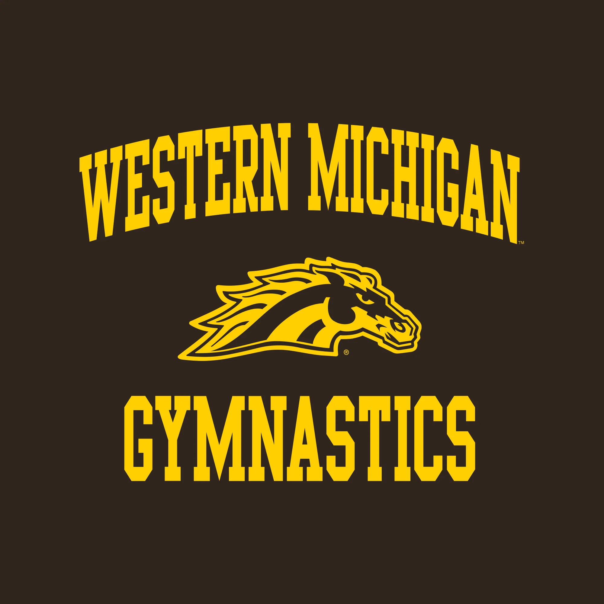 Western Michigan Arch Logo Gymnastics T-Shirt - Dark Chocolate - Image 2