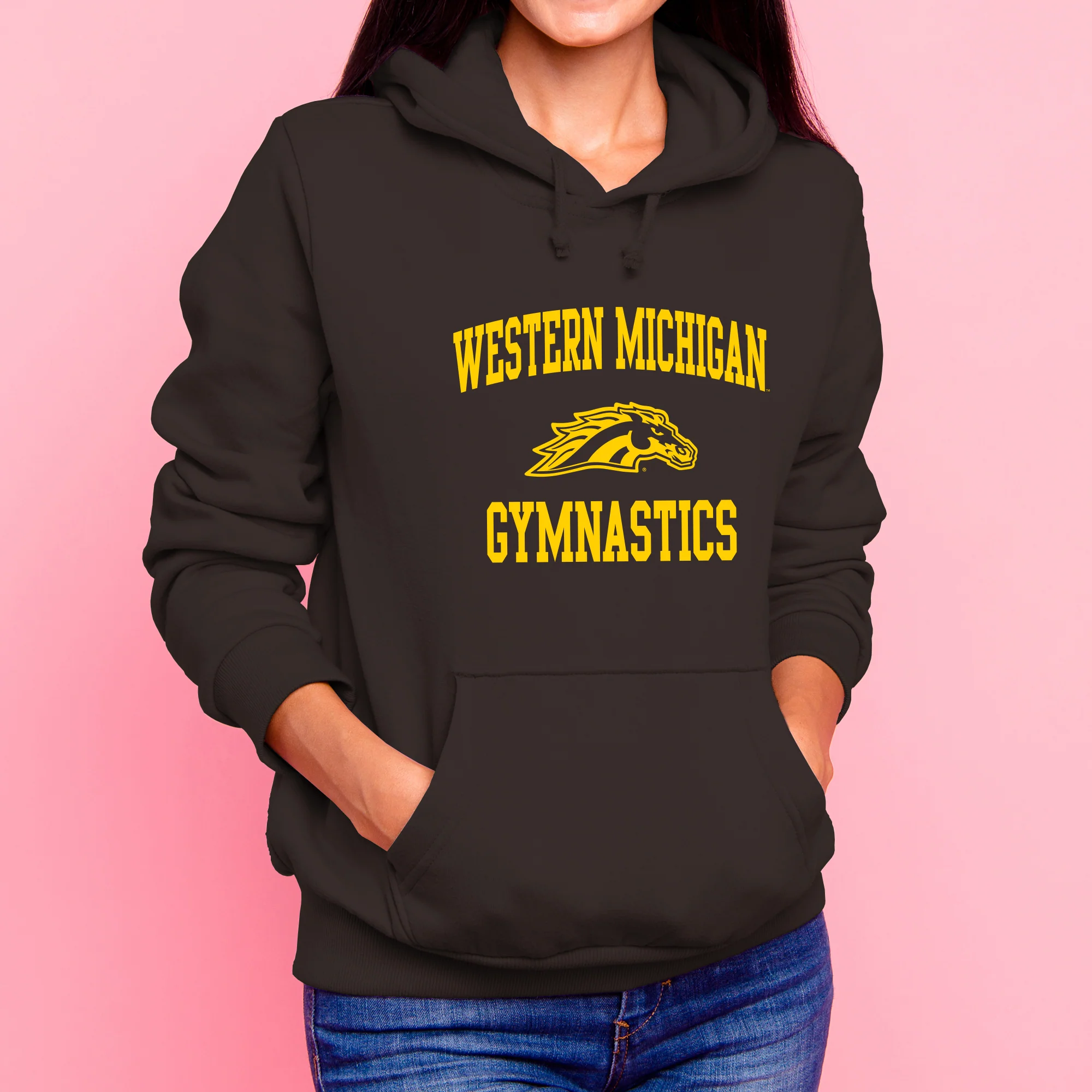 Western Michigan Arch Logo Gymnastics Hoodie - Dark Chocolate - Image 4