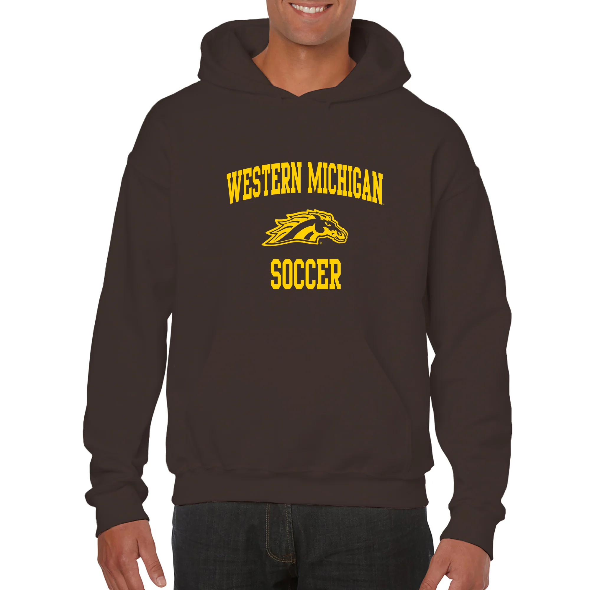 Western Michigan Arch Logo Soccer Hoodie - Dark Chocolate - Image 3