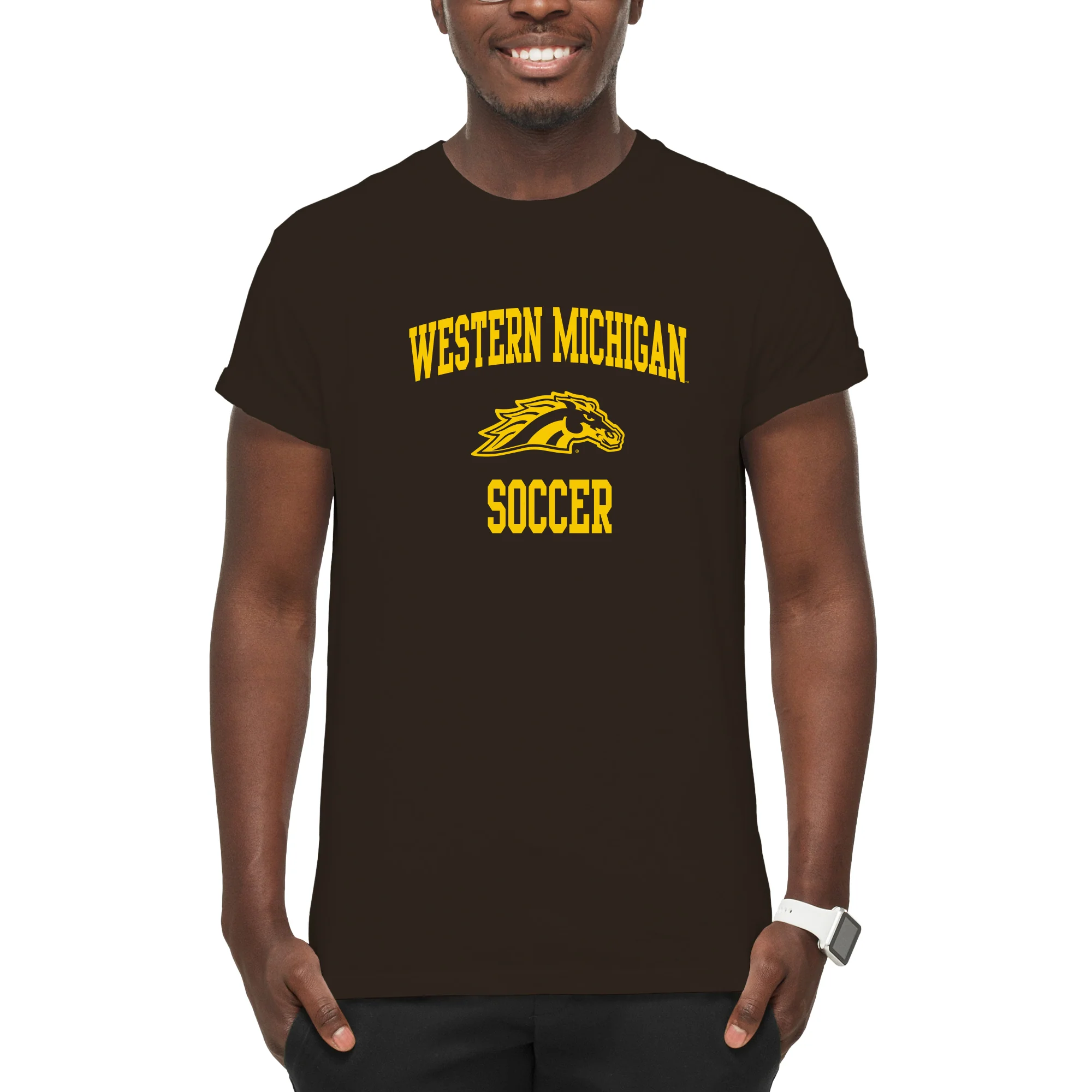 Western Michigan Arch Logo Soccer T-Shirt - Dark Chocolate - Image 3