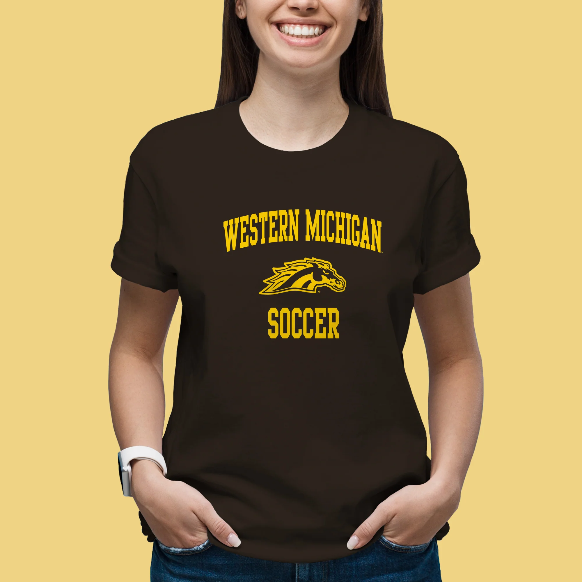 Western Michigan Arch Logo Soccer T-Shirt - Dark Chocolate - Image 4