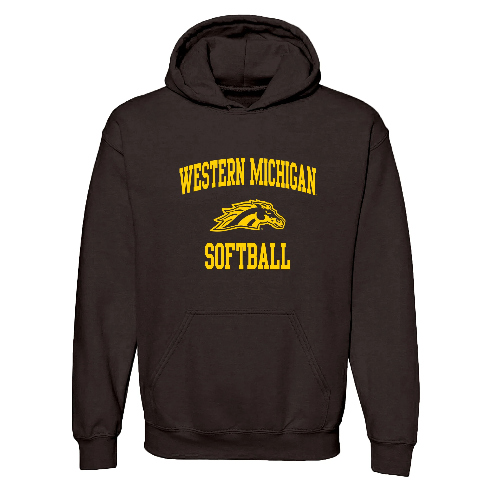 Western Michigan Arch Logo Softball Hoodie - Dark Chocolate