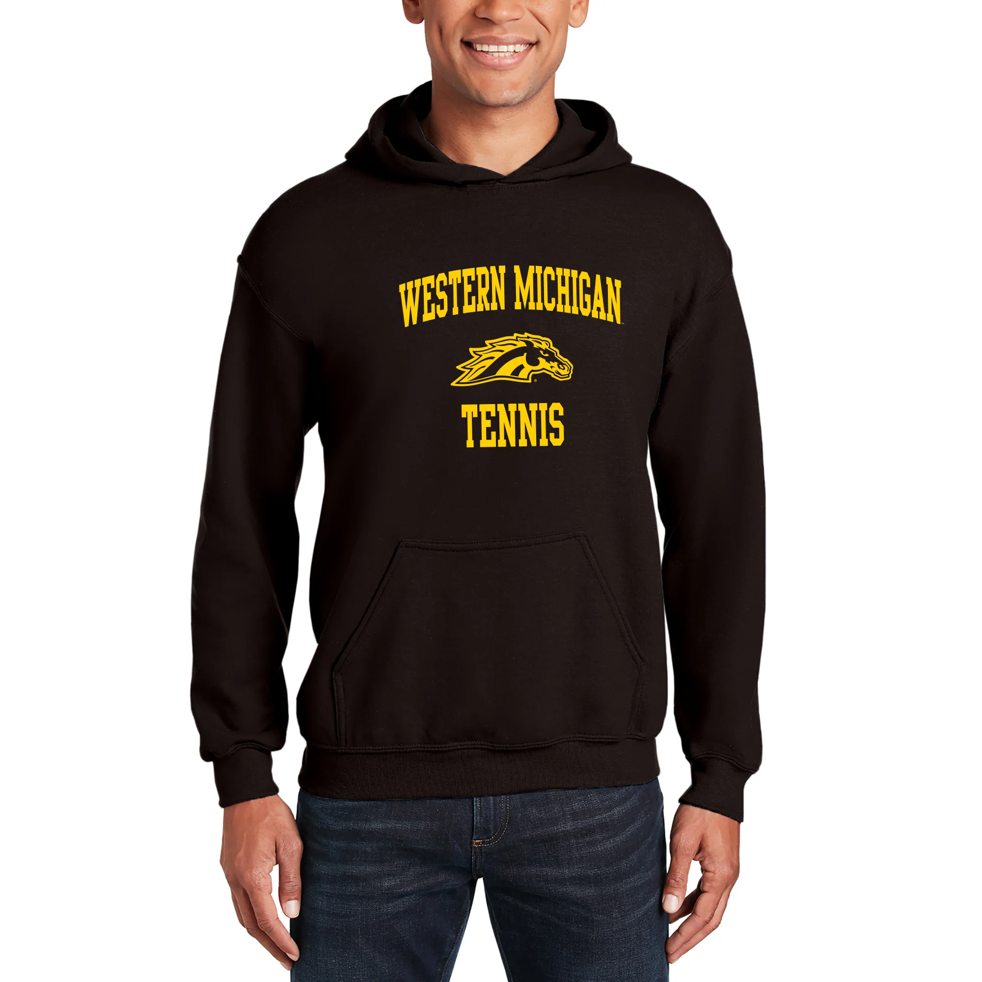Western Michigan Arch Logo Tennis Hoodie - Dark Chocolate - Image 3
