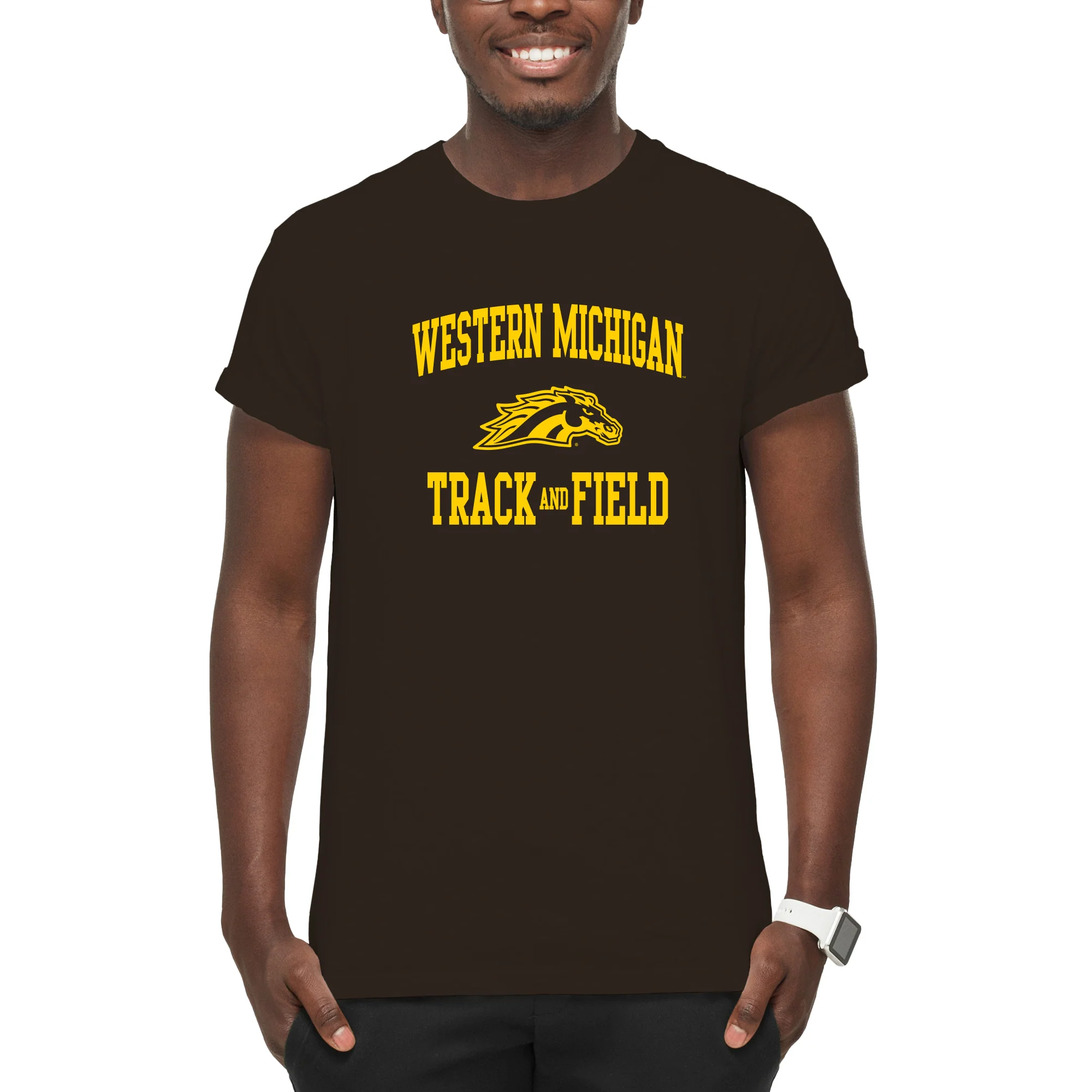 Western Michigan Arch Logo Track & Field T-Shirt - Dark Chocolate - Image 3