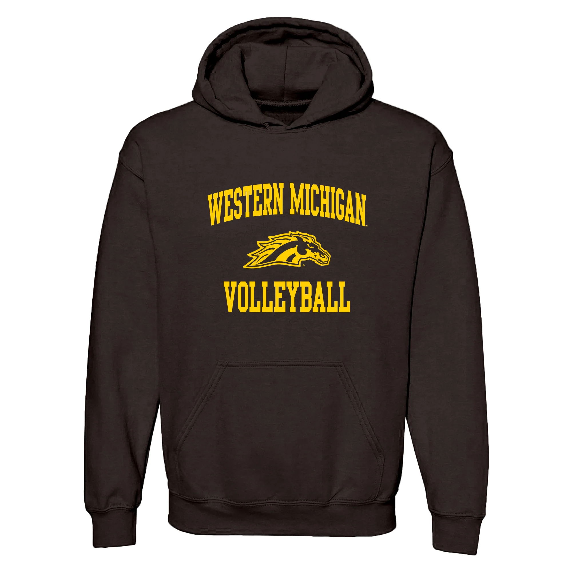 Western Michigan Arch Logo Volleyball Hoodie - Dark Chocolate