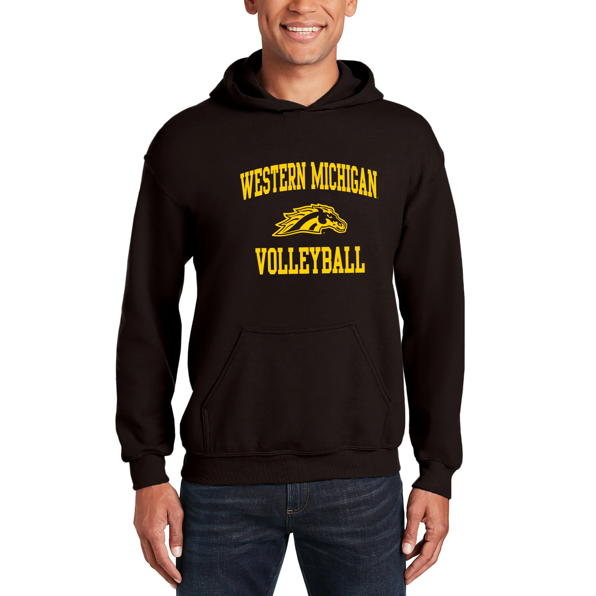 Western Michigan Arch Logo Volleyball Hoodie - Dark Chocolate - Image 3