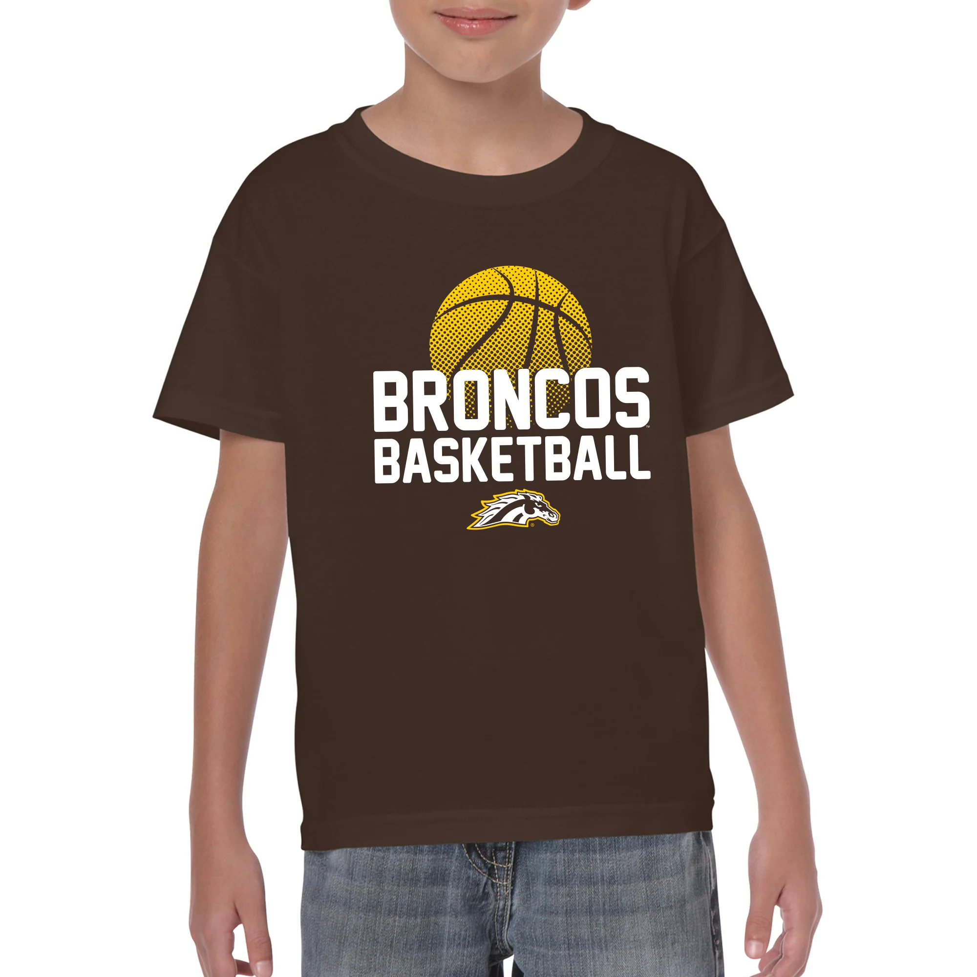 Western Michigan Basketball Flux Youth T Shirt - Dark Chocolate - Image 3