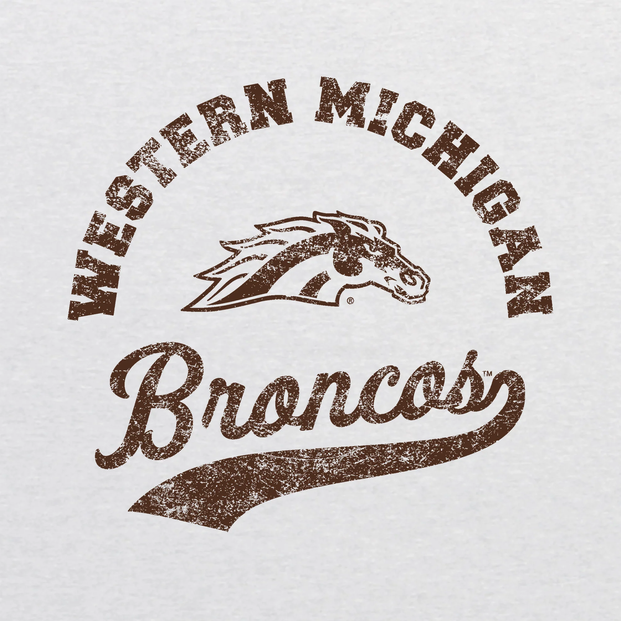 Western Michigan Retro Script NLA Triblend T-Shirt - Heather White - Image 2