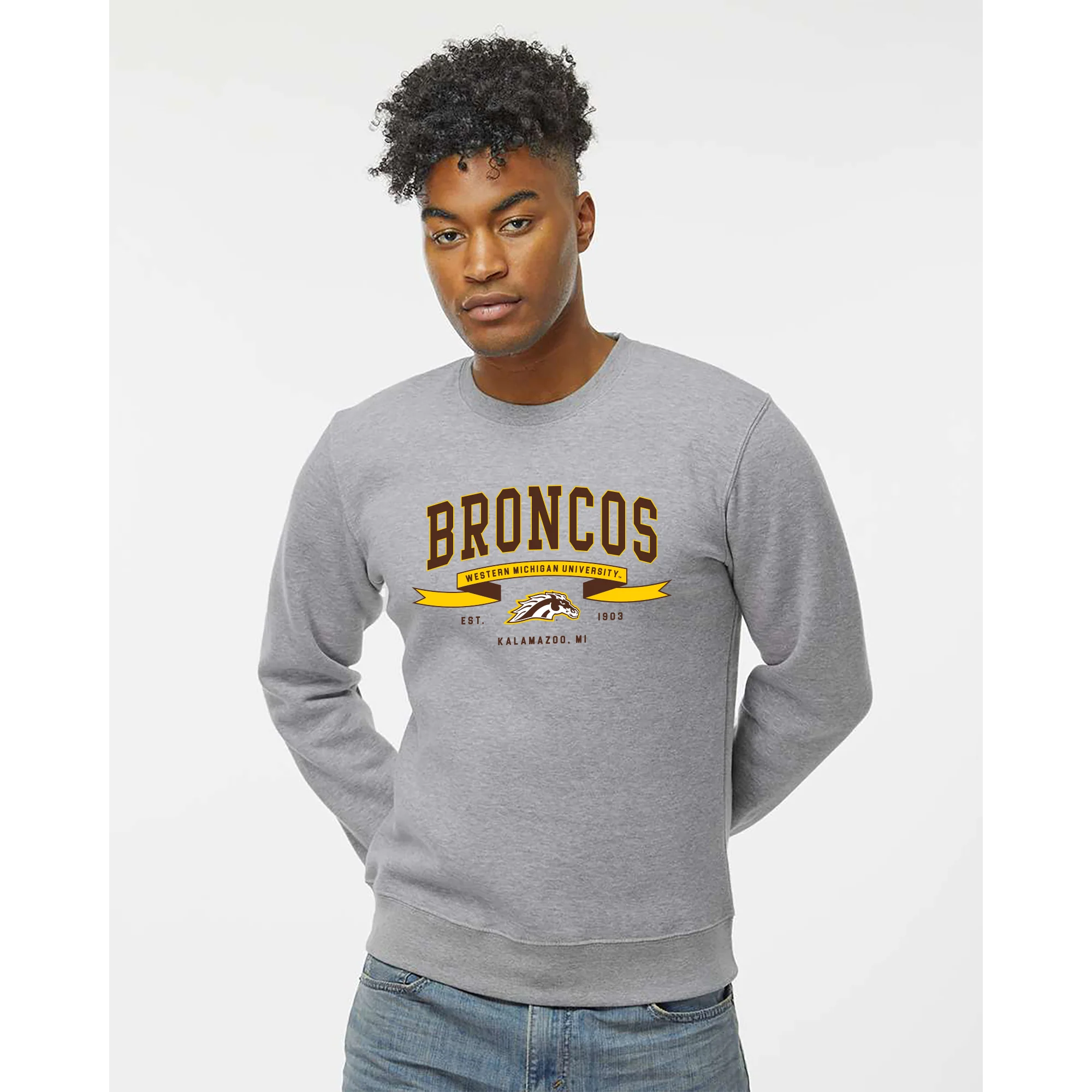 Western Michigan Ribbon Flight JA BTB Crewneck - Oxford - Image 3
