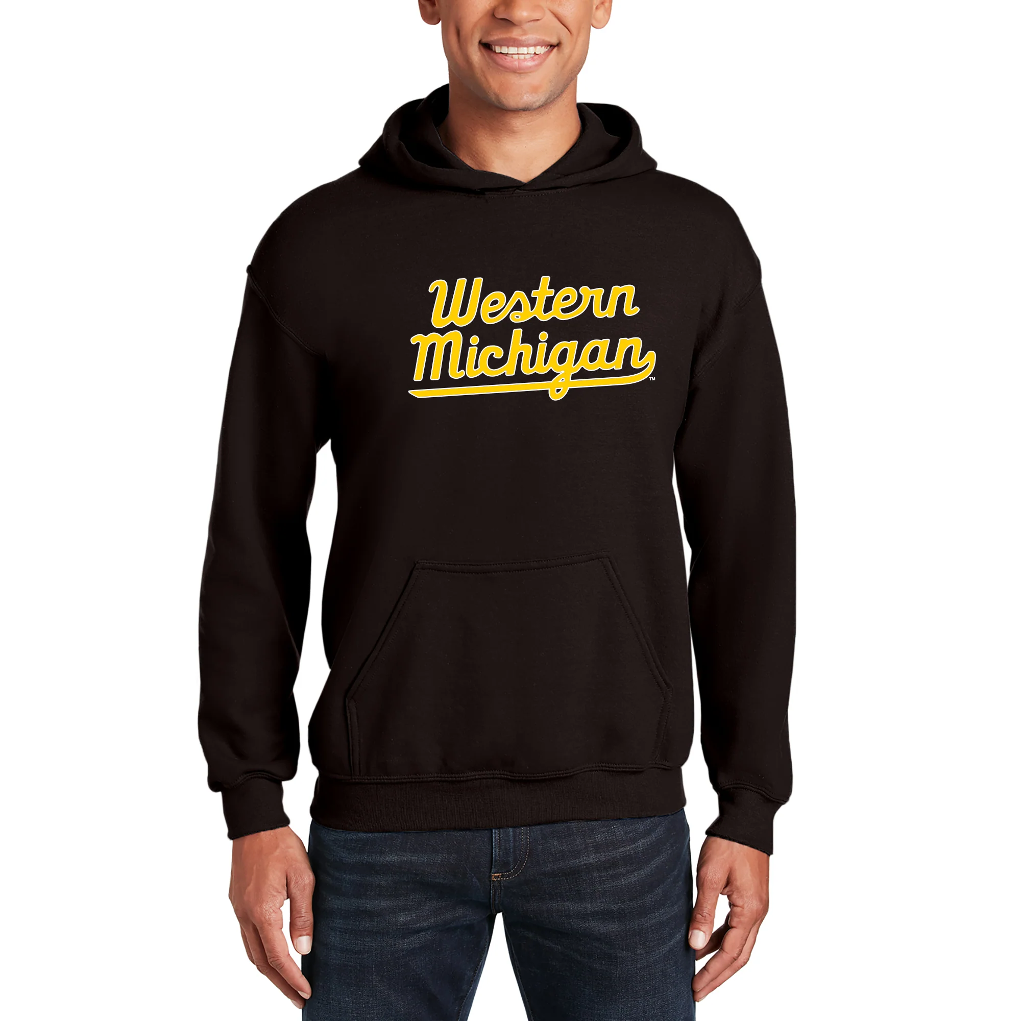 Western Michigan Script Wordmark Hoodie - Dark Chocolate - Image 3