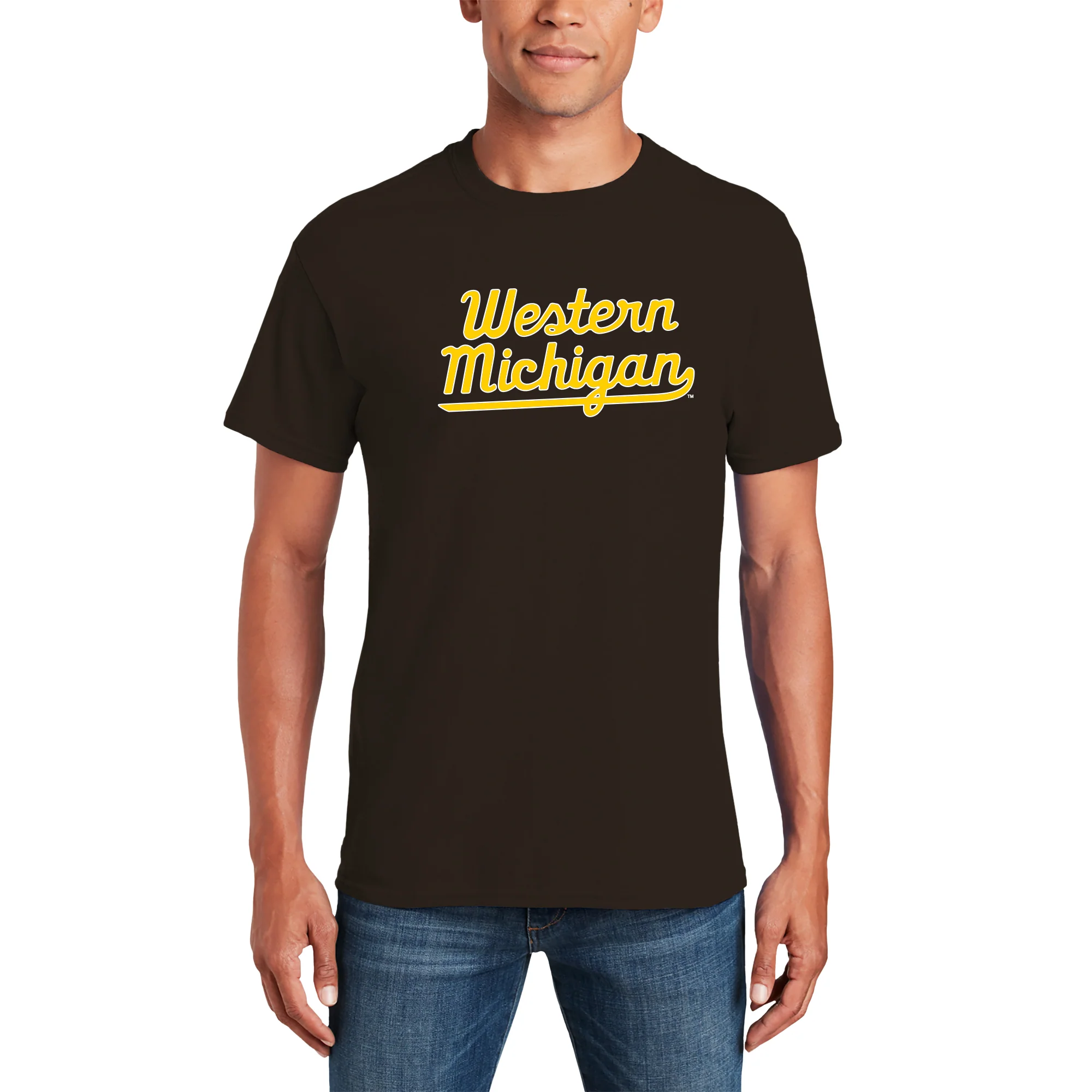 Western Michigan Script Wordmark T-Shirt - Dark Chocolate - Image 3