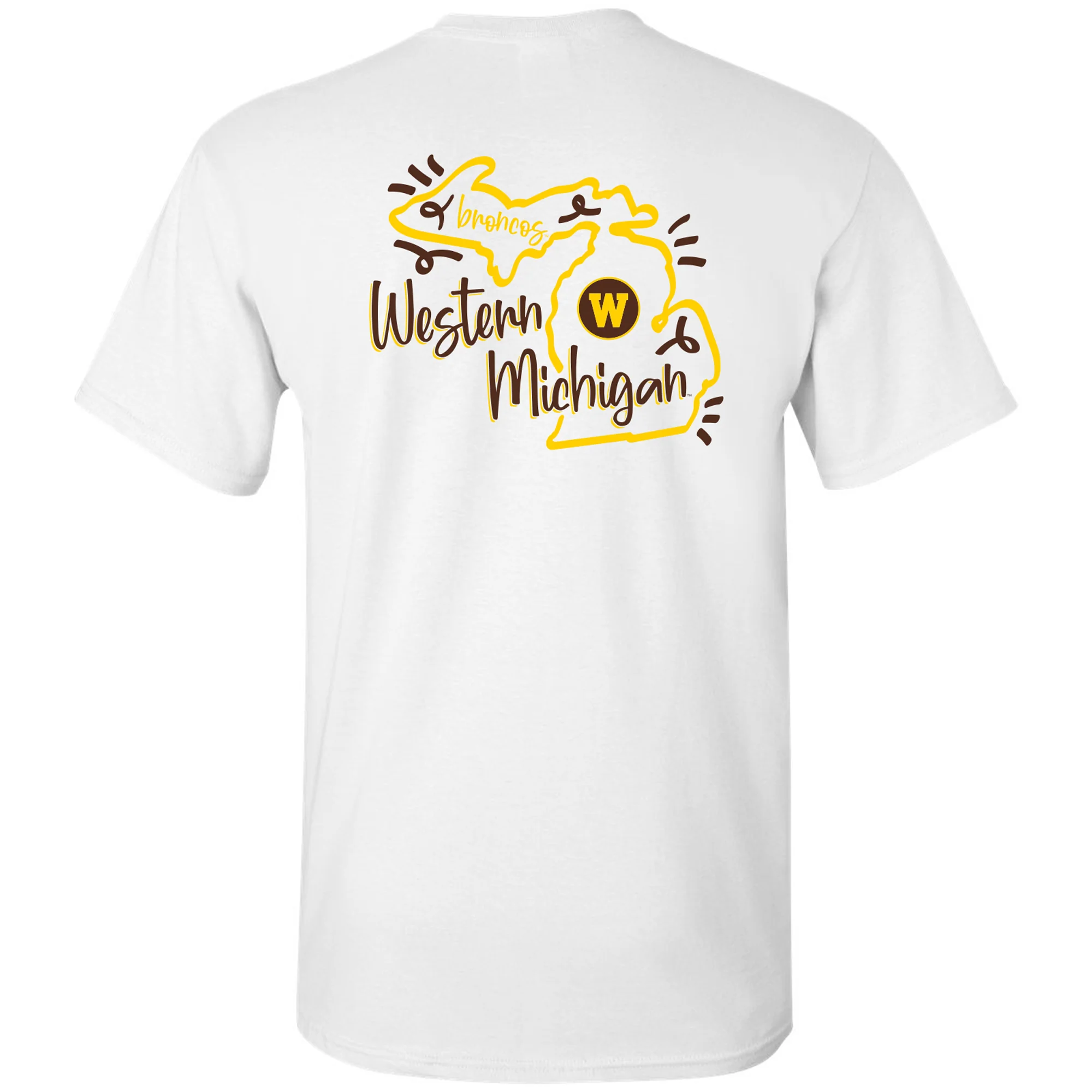 Western Michigan University Playful Sketch Basic Cotton T Shirt - White - Image 5