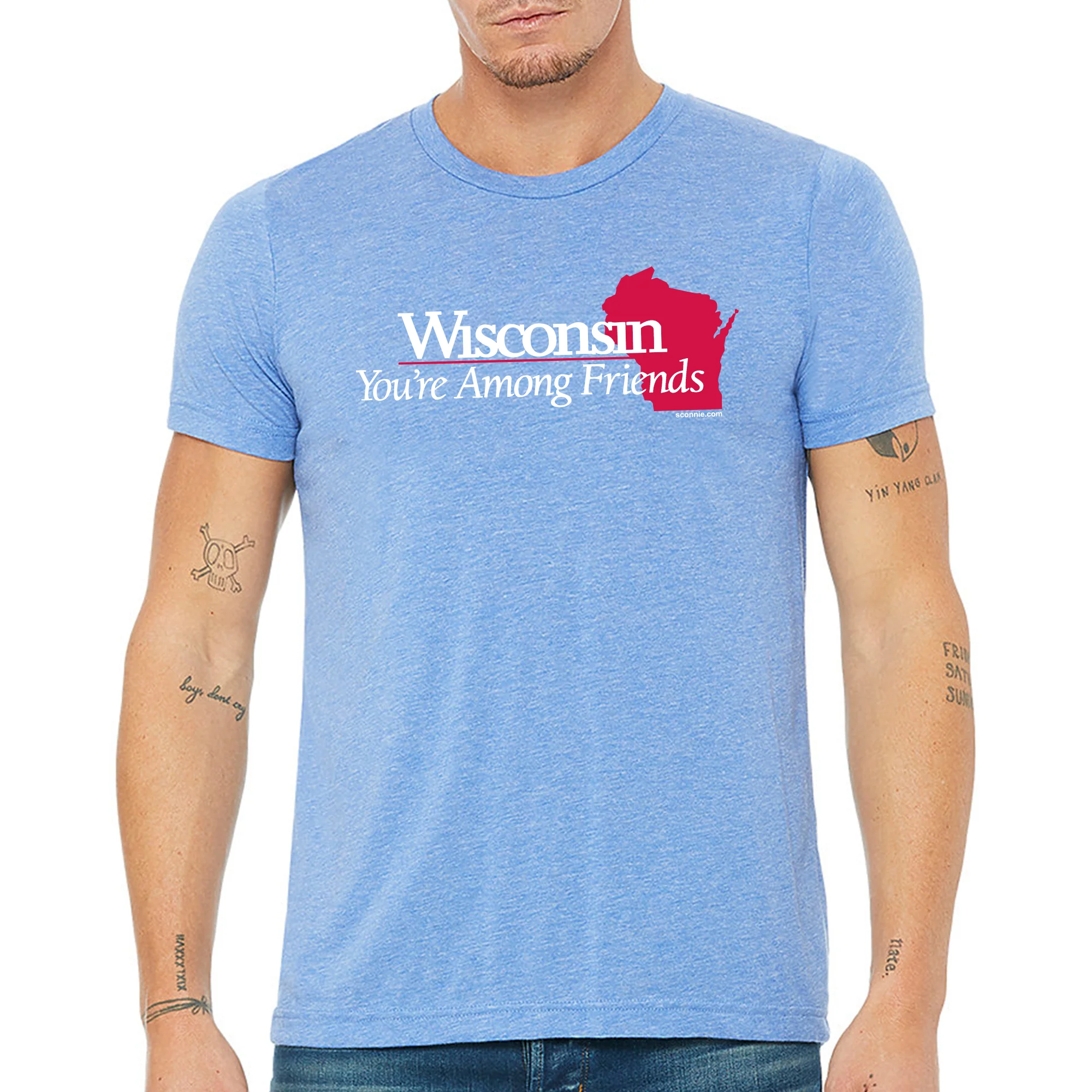 WI Among Friends Triblend T-Shirt - Blue Triblend - Image 3