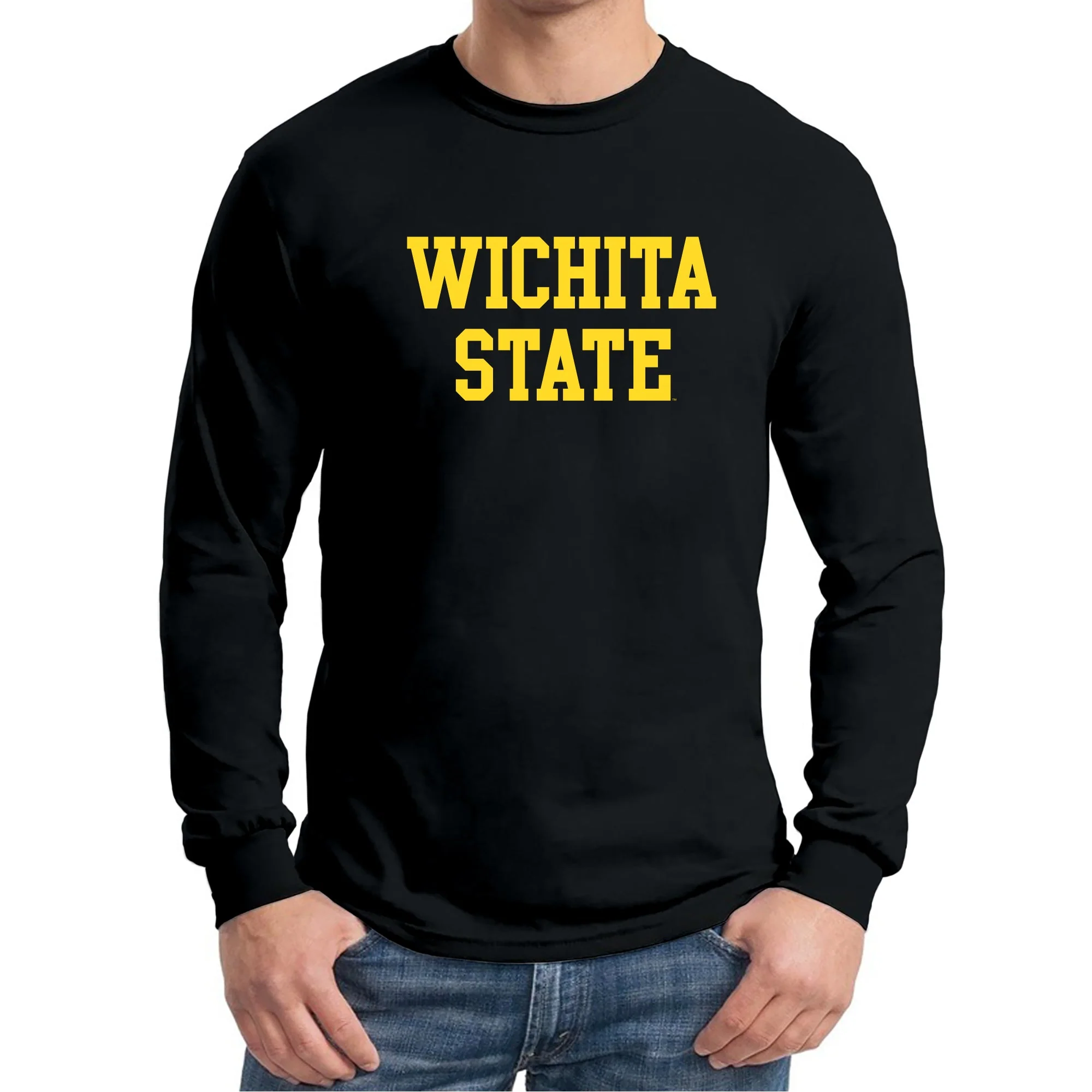 Wichita State University Shockers Basic Block Long Sleeve T-Shirt - Black - Image 3