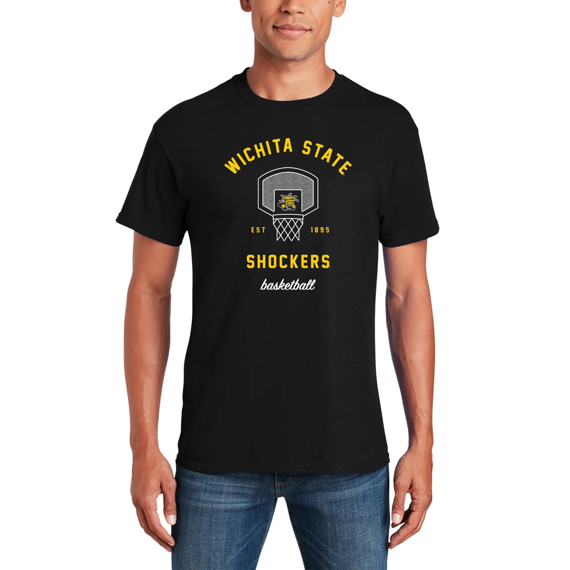 Wichita State University Shockers Basketball Net Short Sleeve T-Shirt - Black - Image 3