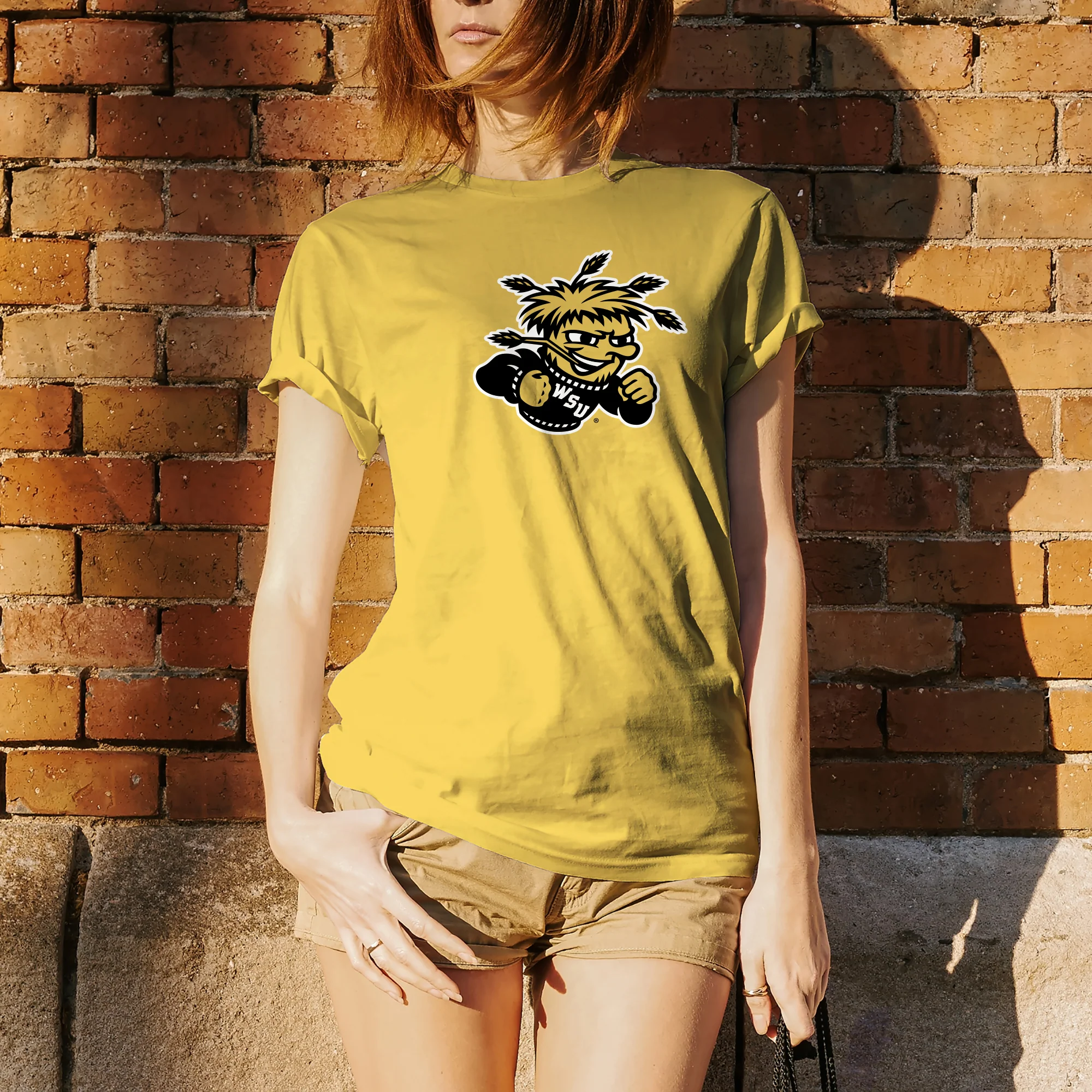 Wichita State University Shockers Primary Logo Short Sleeve T Shirt - Daisy - Image 4