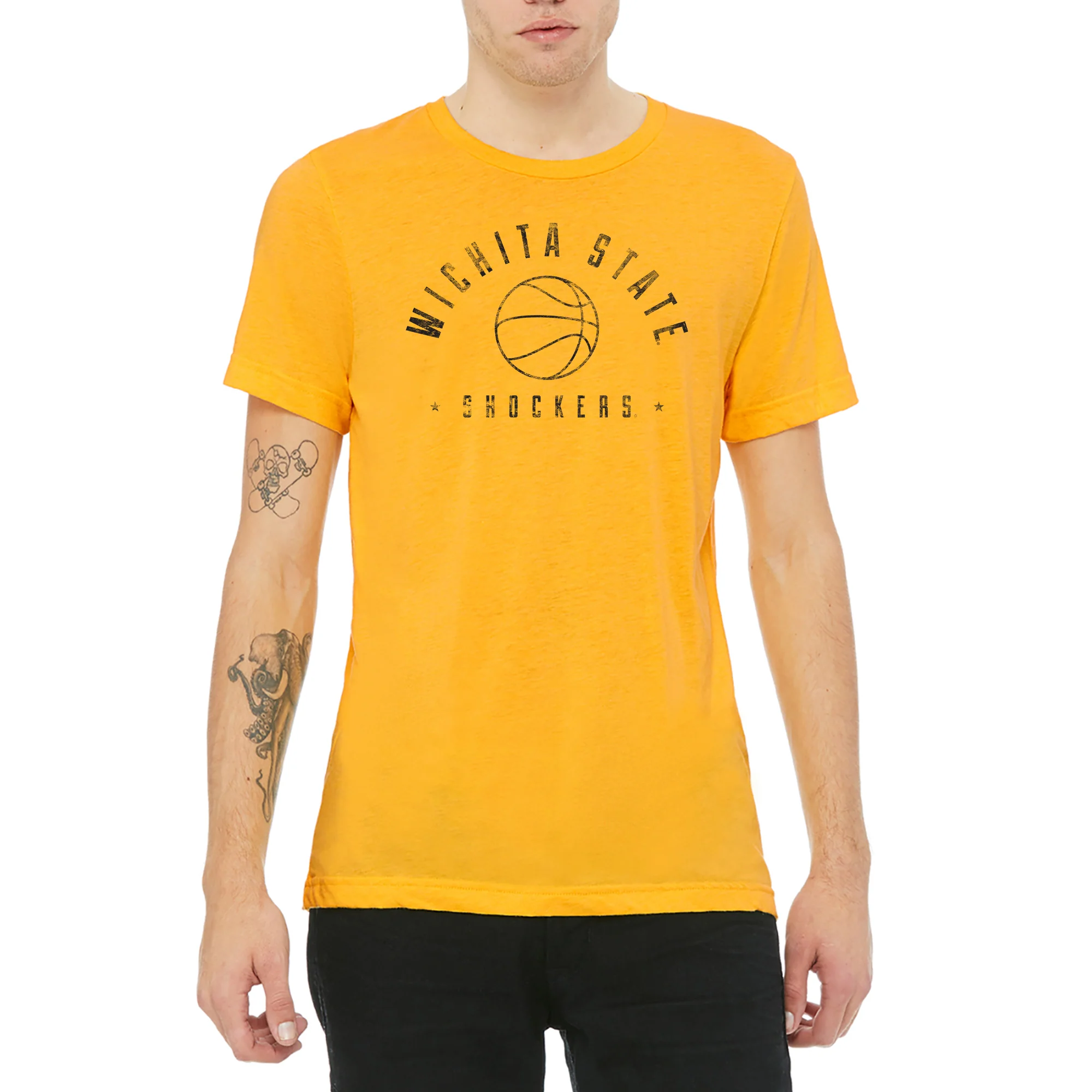 Wichita State University Shockers Basketball Metaphys Canvas Triblend Tee - Yellow Gold - Image 3