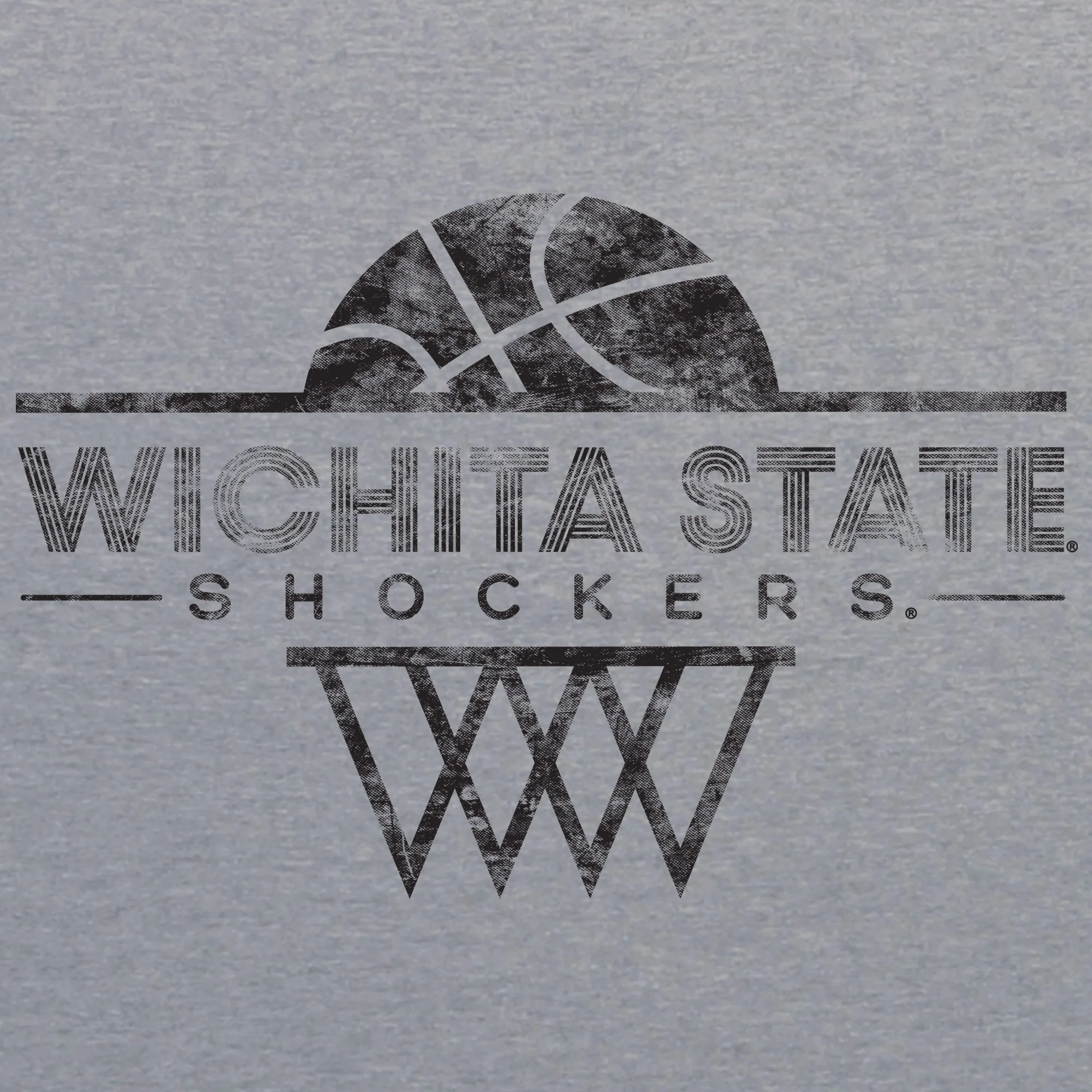 Wichita State University Shockers Oblique Hoop Canvas Triblend T-Shirt - Athletic Grey - Image 2