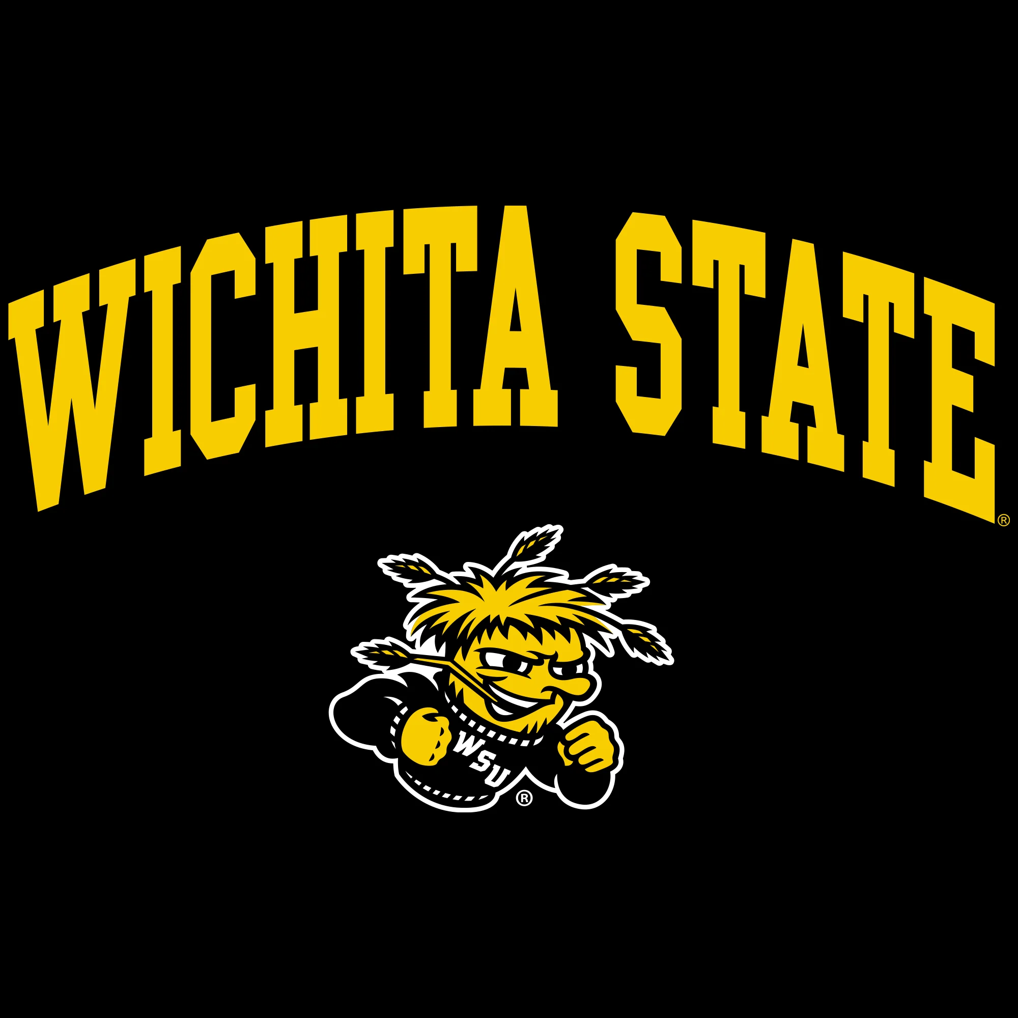 Wichita State University Shockers Arch Logo Short Sleeve T Shirt - Black - Image 2
