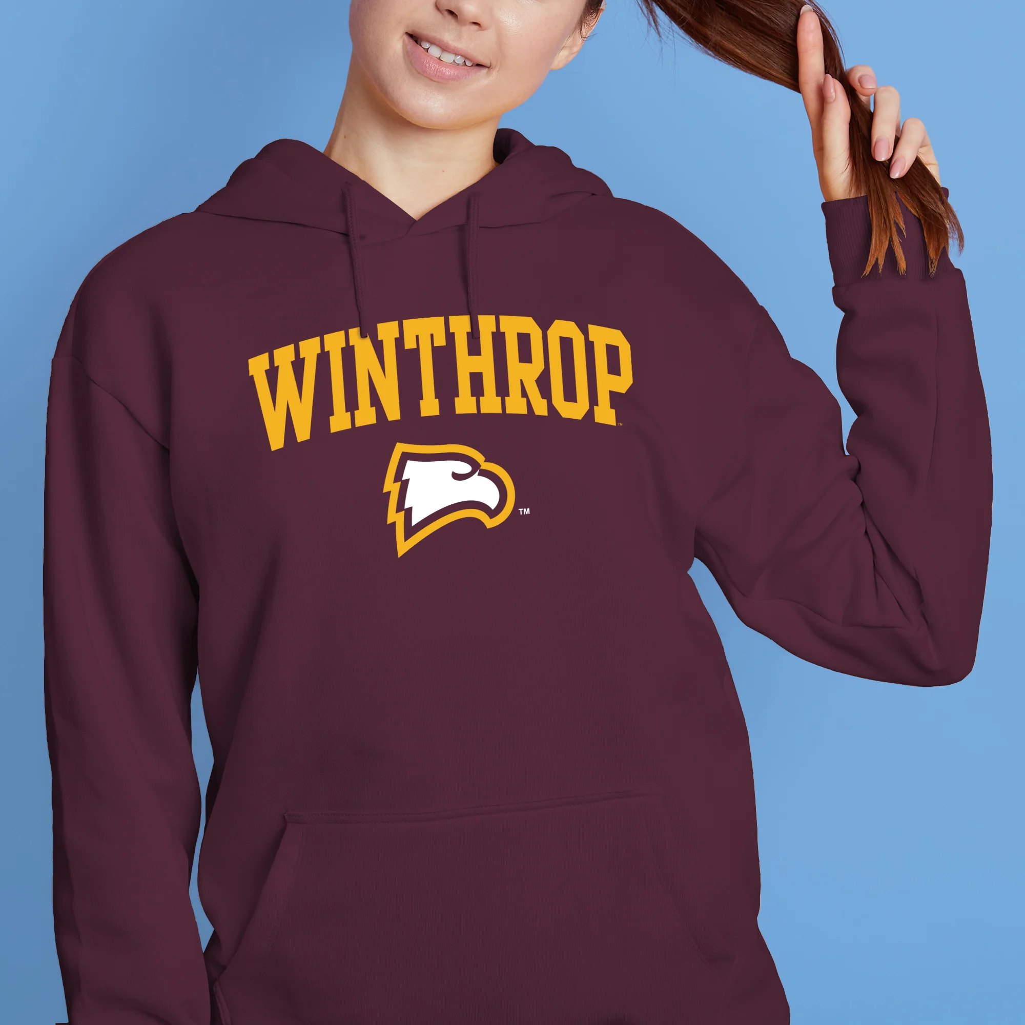 Winthrop University Eagles Arch Logo Hoodie - Maroon - Image 4