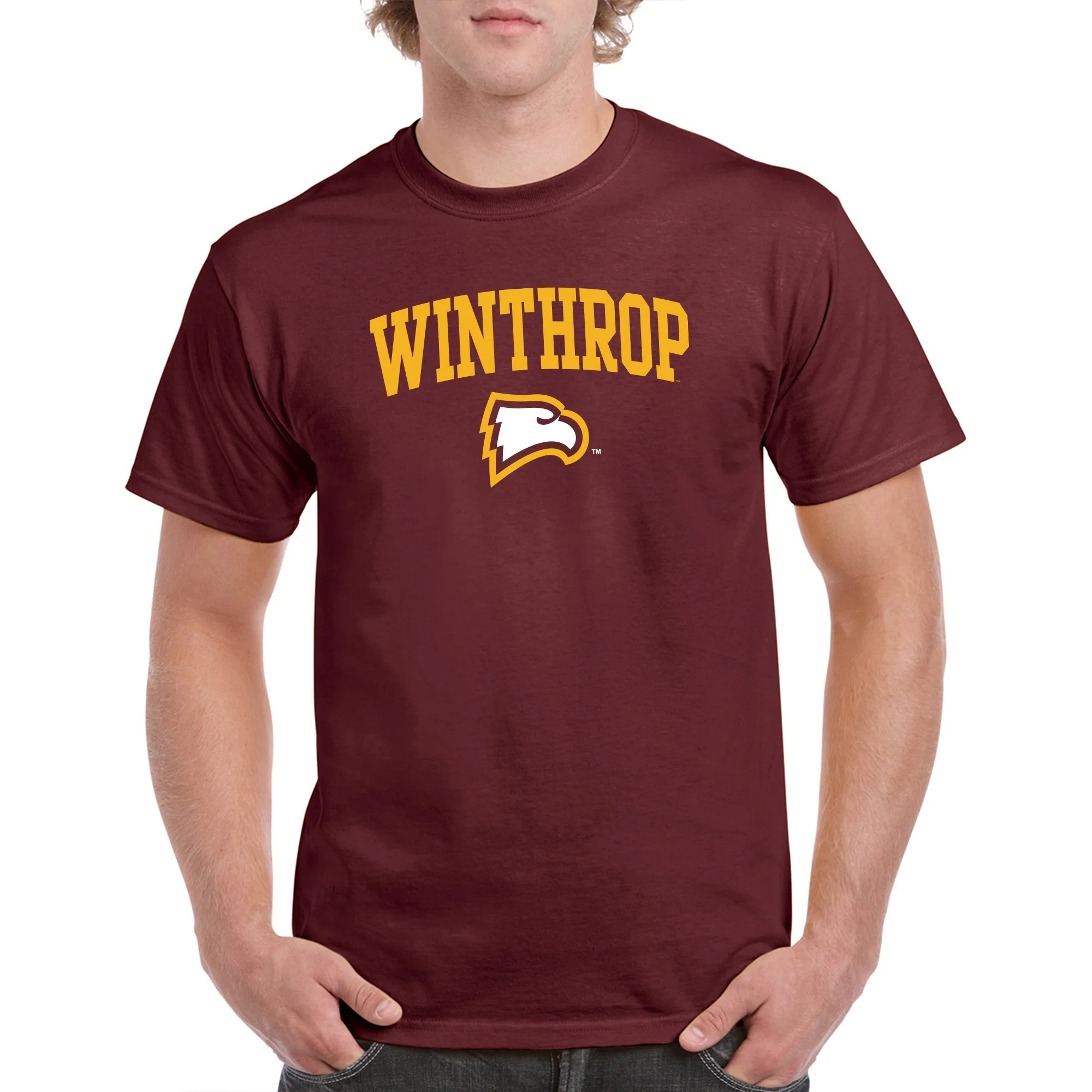 Winthrop University Eagles Arch Logo Short Sleeve T Shirt - Maroon - Image 3