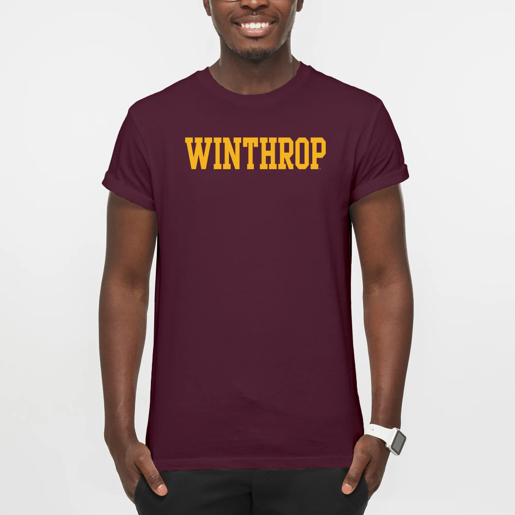 Winthrop University Eagles Basic Block Short Sleeve T Shirt - Maroon - Image 3