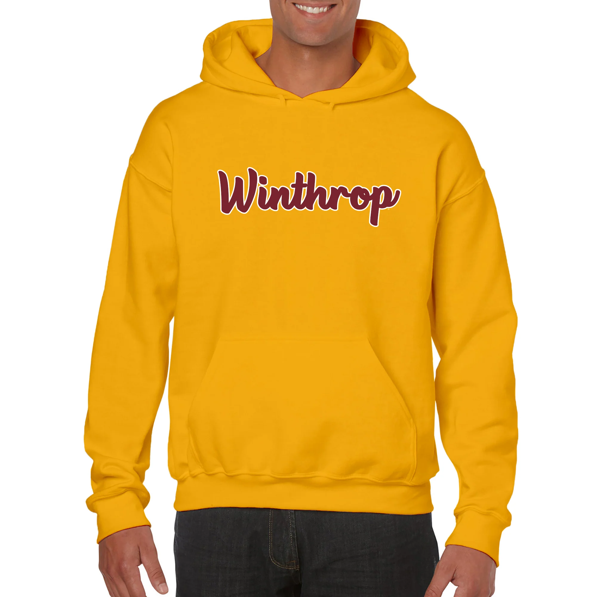 Winthrop University Eagles Basic Script Hoodie - Gold - Image 3